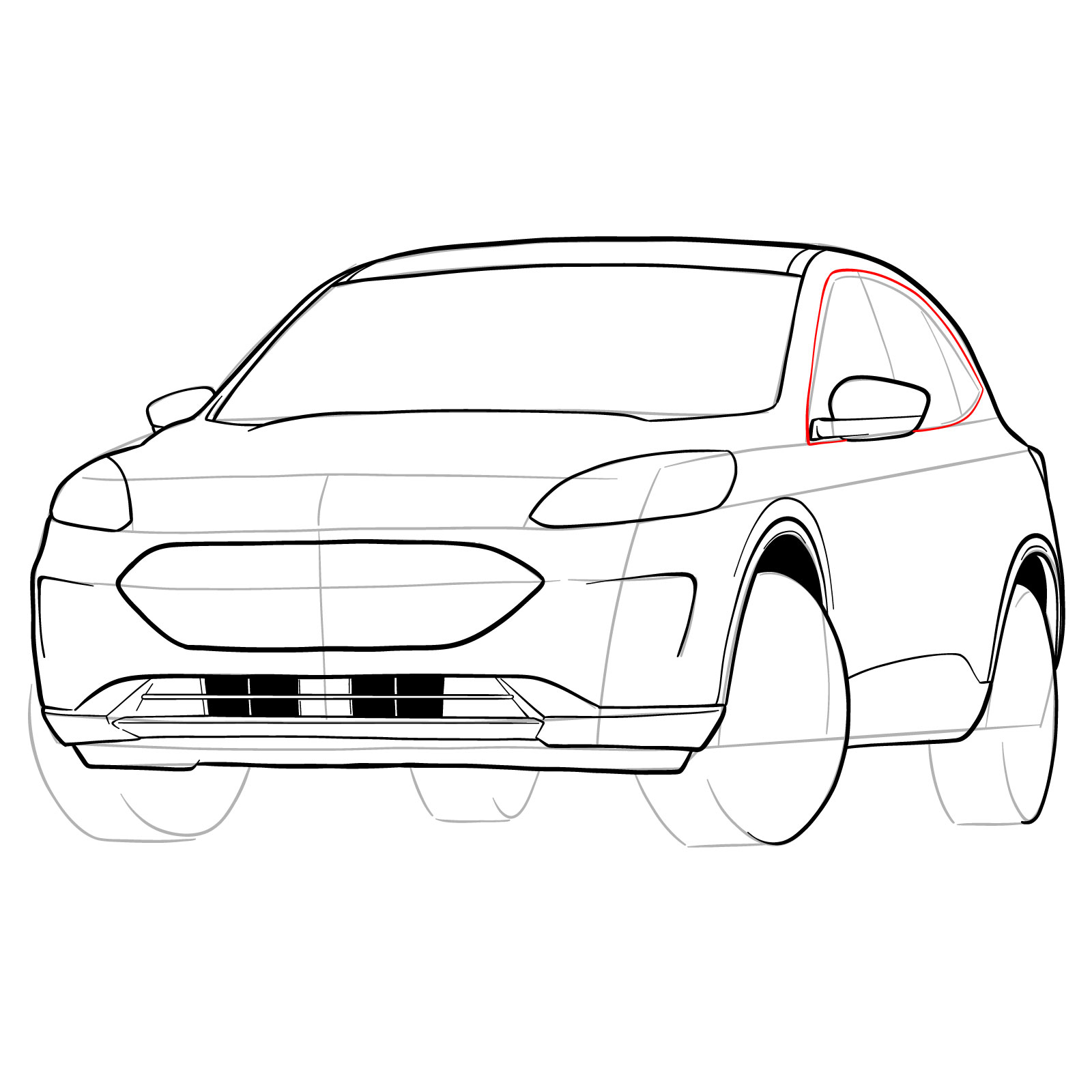 How to draw a 2022 Ford Escape - step 25