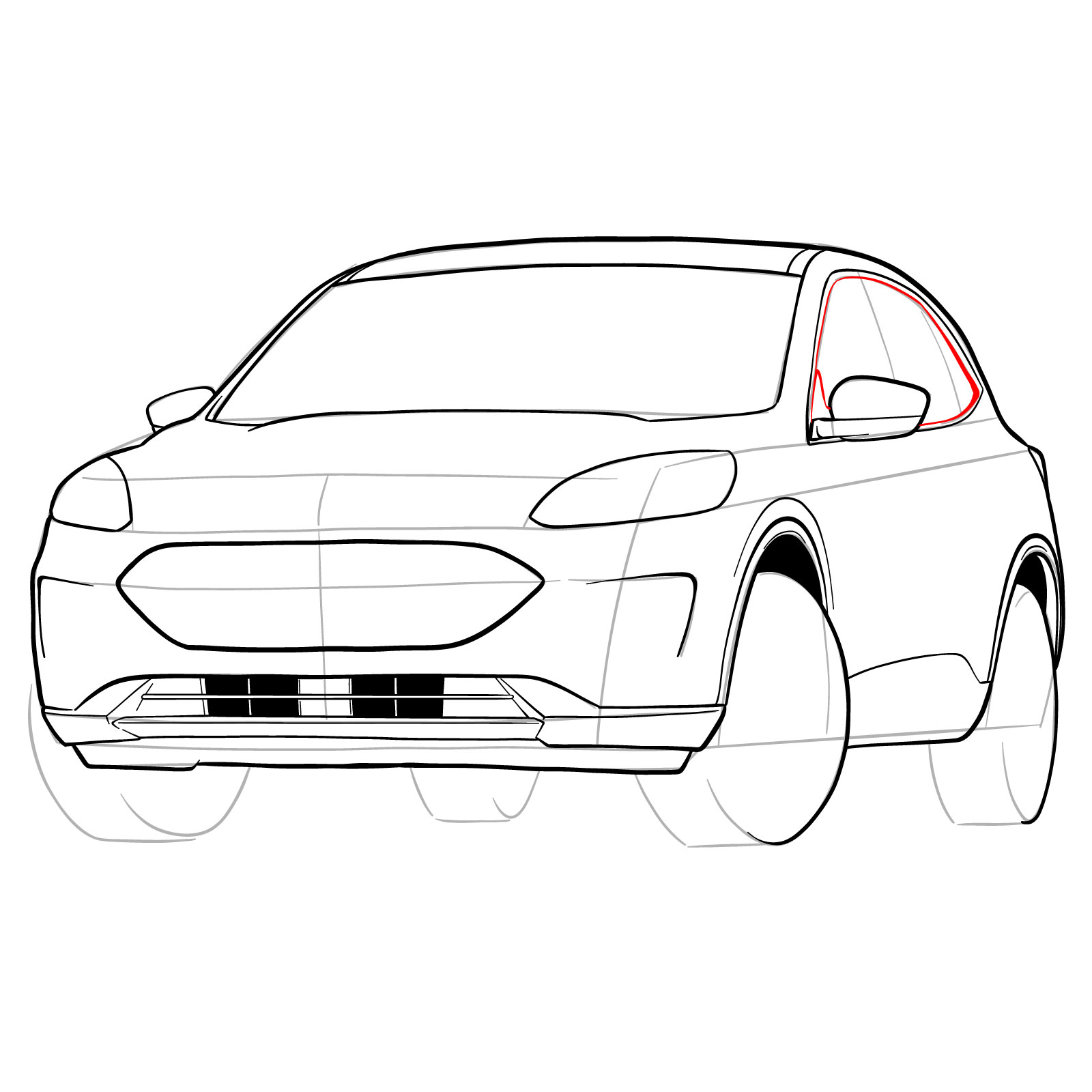 How to draw a 2022 Ford Escape - step 26