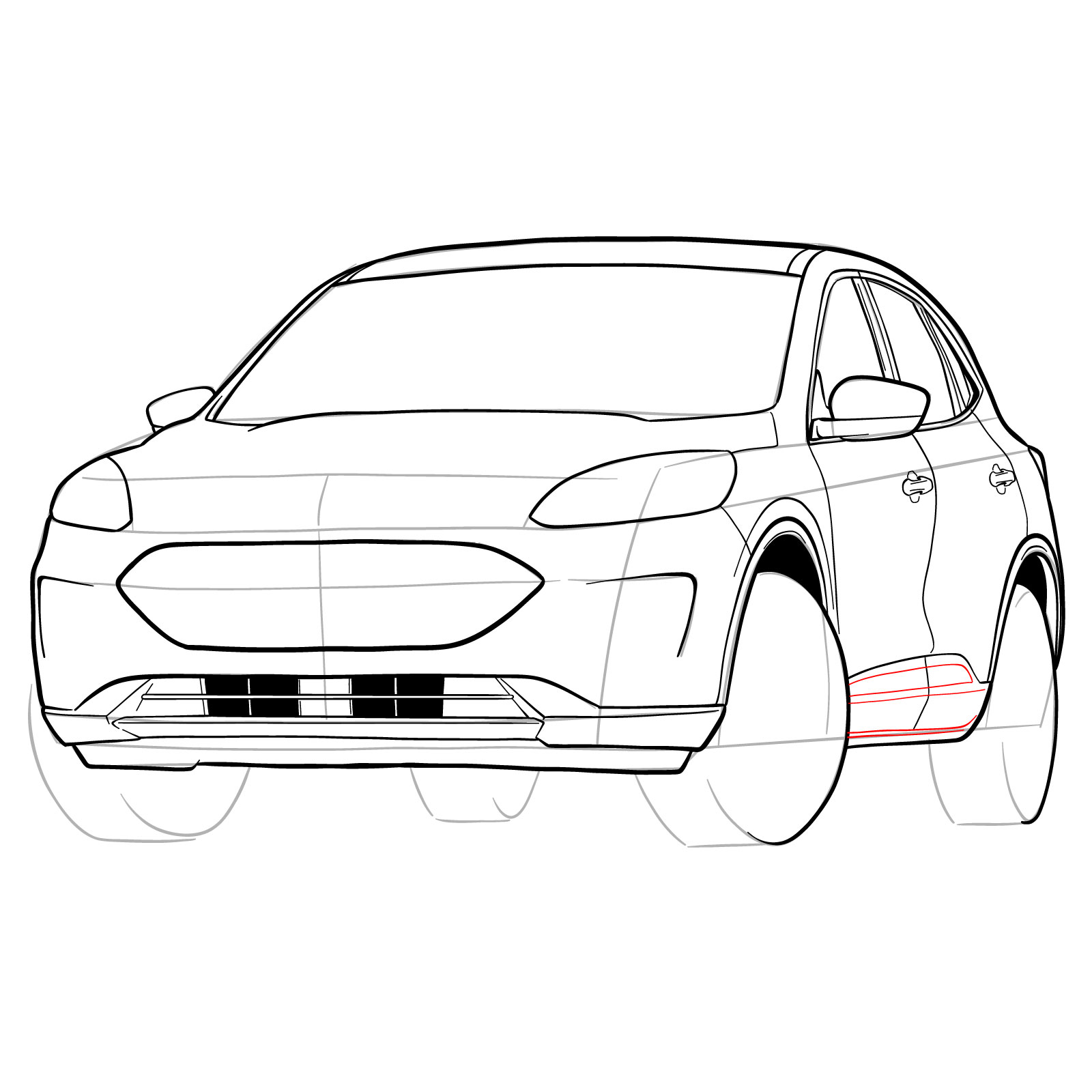 How to draw a 2022 Ford Escape - step 30
