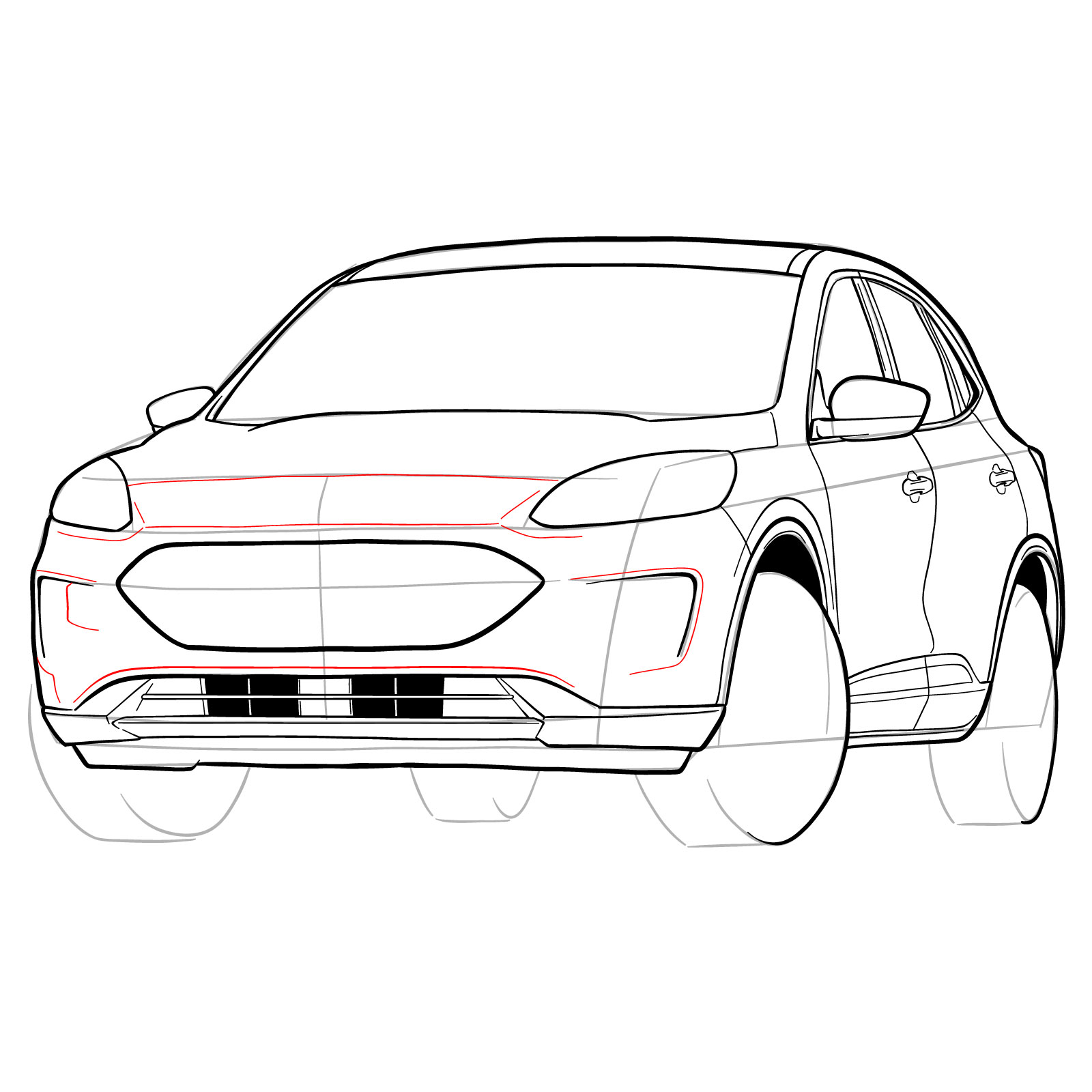 How to draw a 2022 Ford Escape - step 31