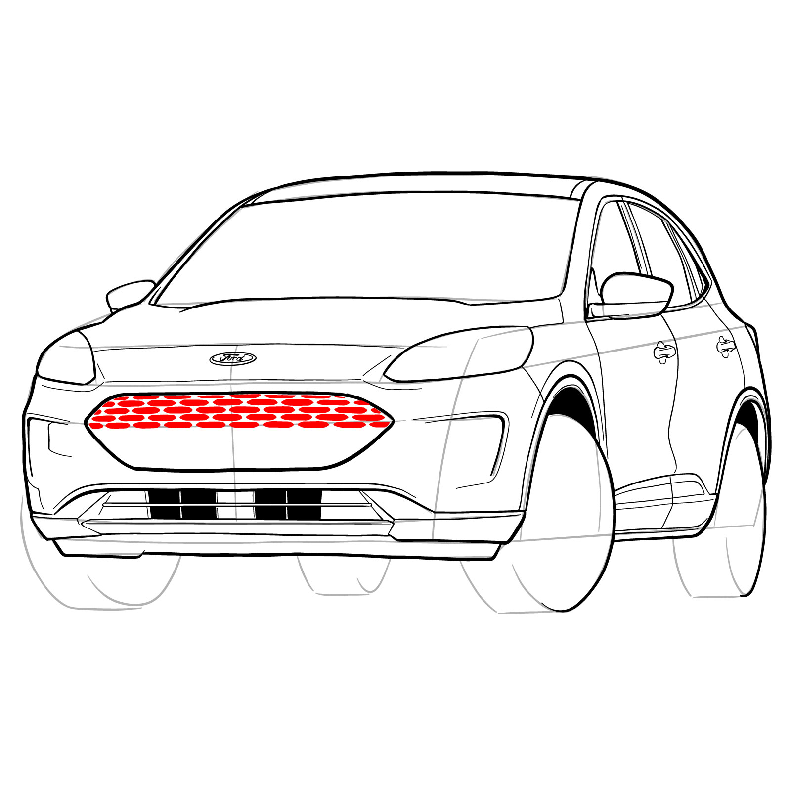 How to draw a 2022 Ford Escape - step 33