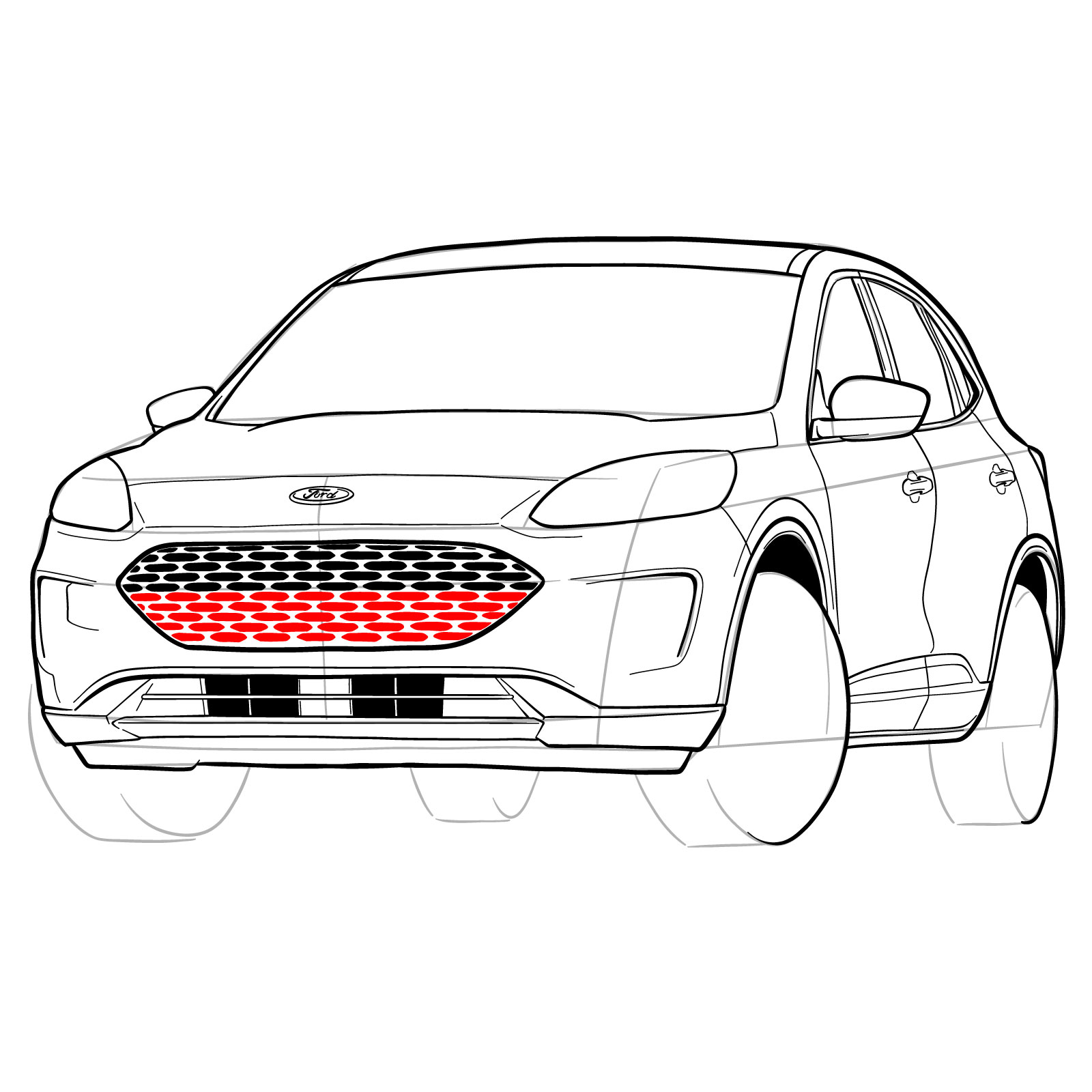 How to draw a 2022 Ford Escape - step 34