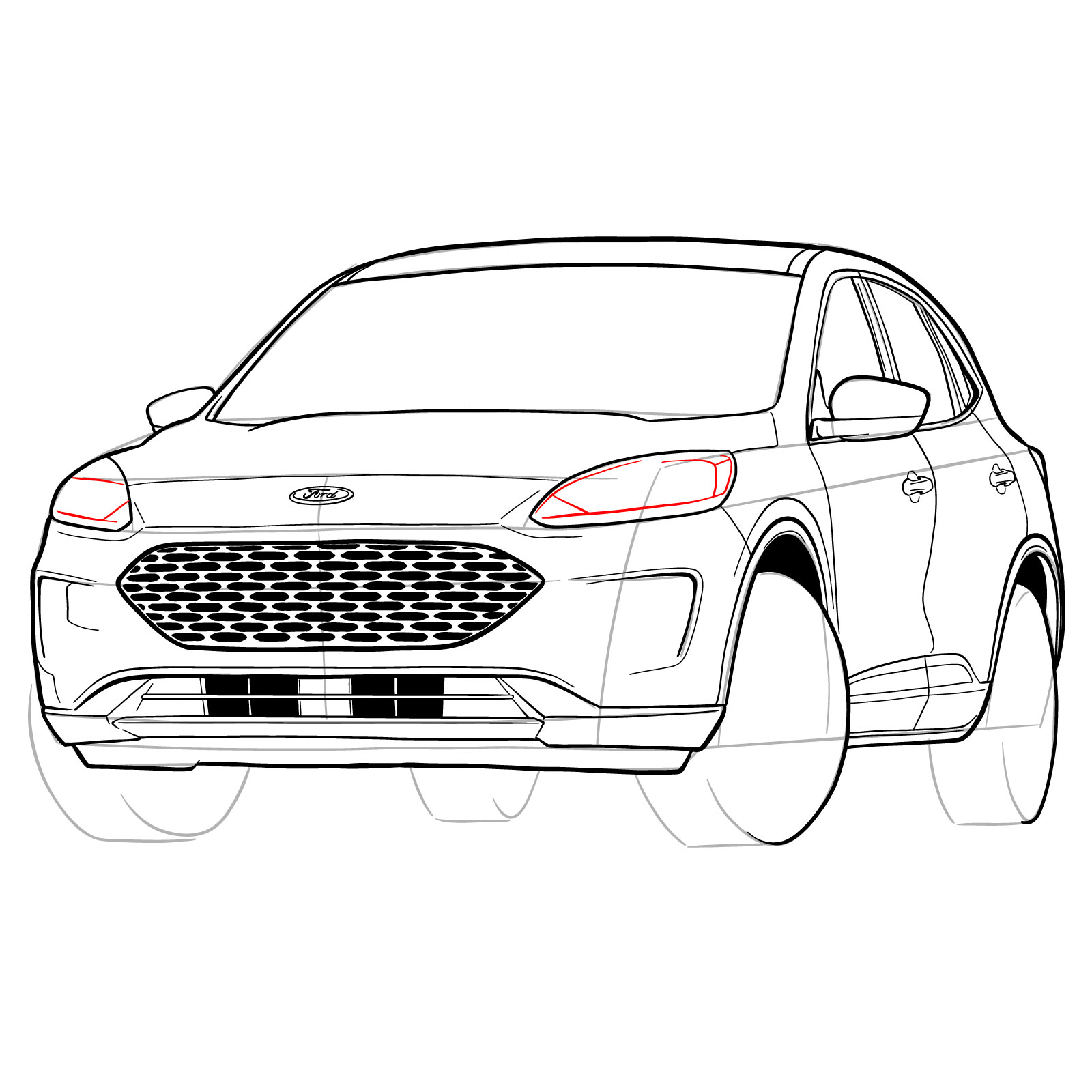 How to draw a 2022 Ford Escape - step 35