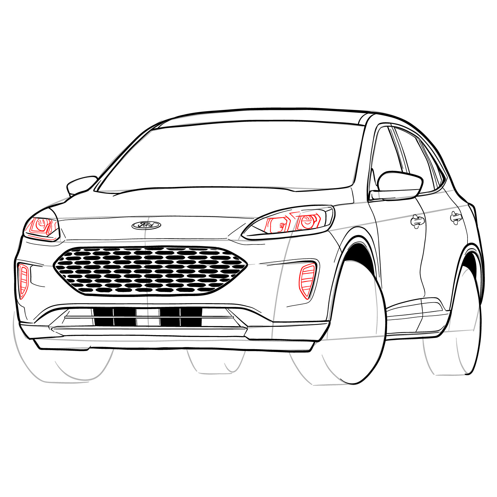 How to draw a 2022 Ford Escape - step 36