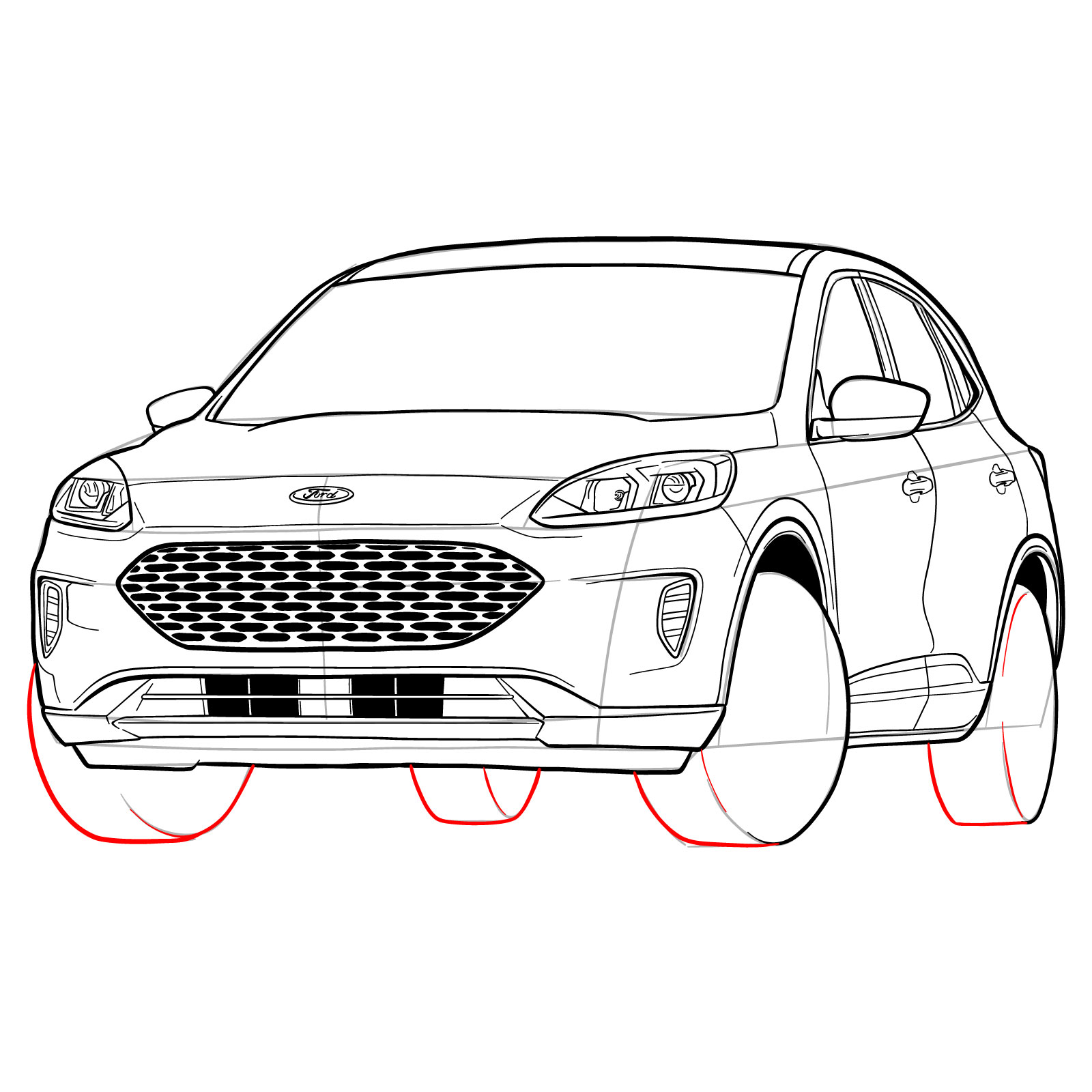 How to draw a 2022 Ford Escape - step 37