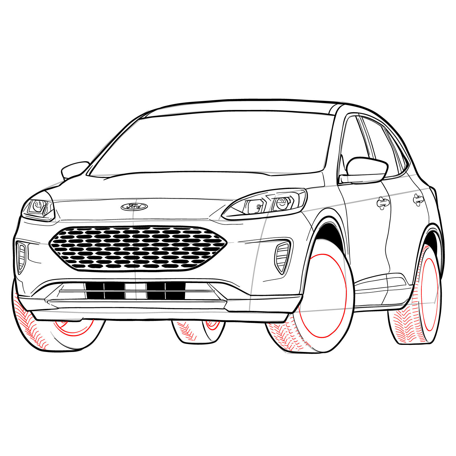 How to draw a 2022 Ford Escape - step 38