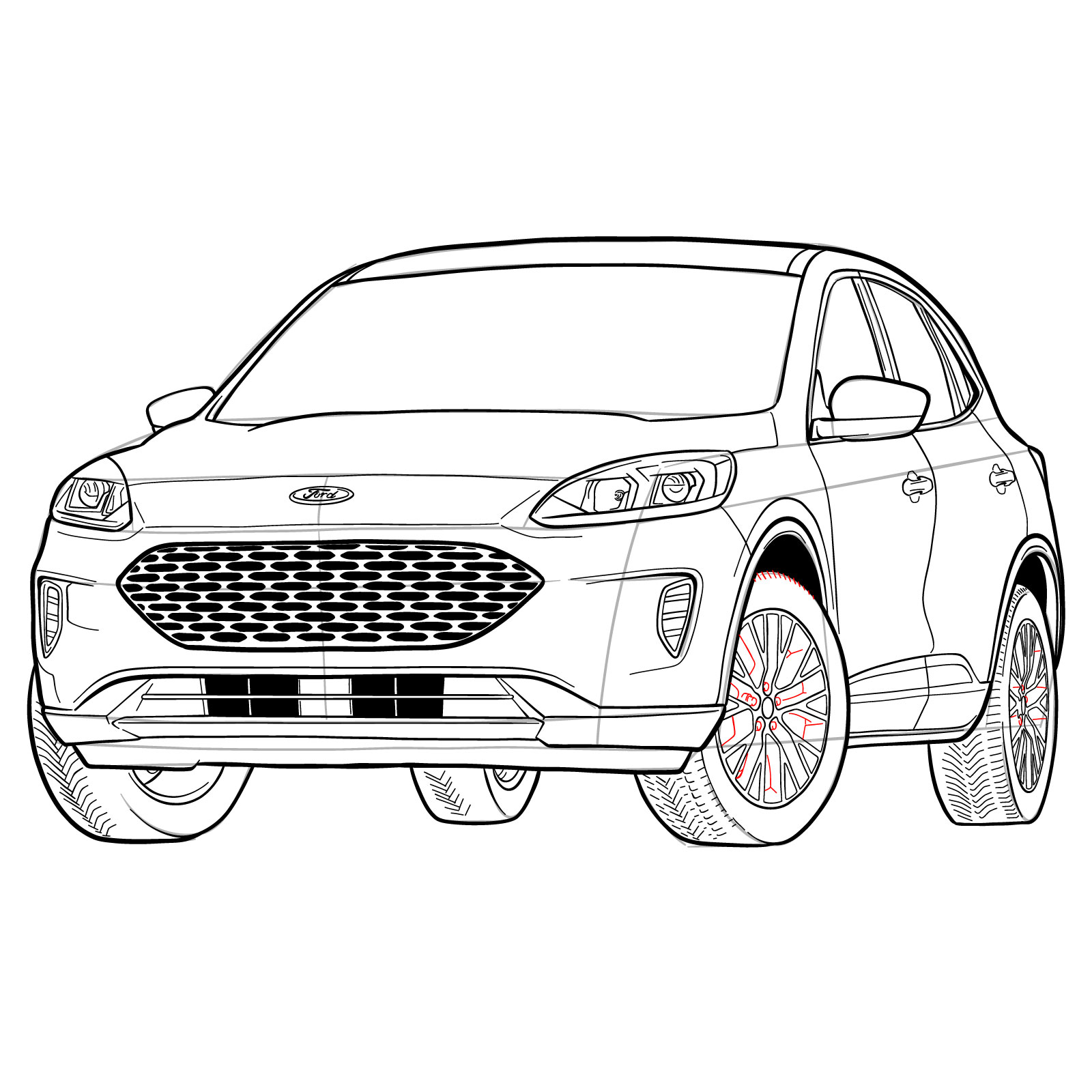 How to draw a 2022 Ford Escape - step 41