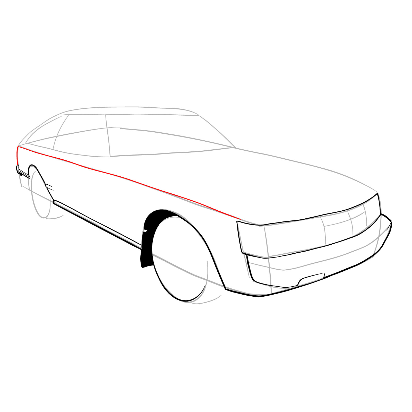 How to draw a 1979 Toyota Celica Supra Mk I Coupe - step 11
