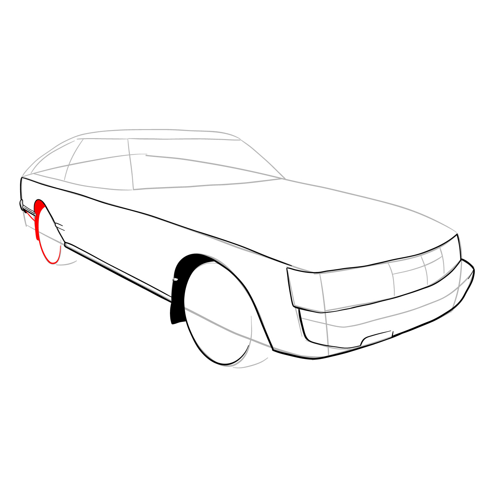 How to draw a 1979 Toyota Celica Supra Mk I Coupe - step 12