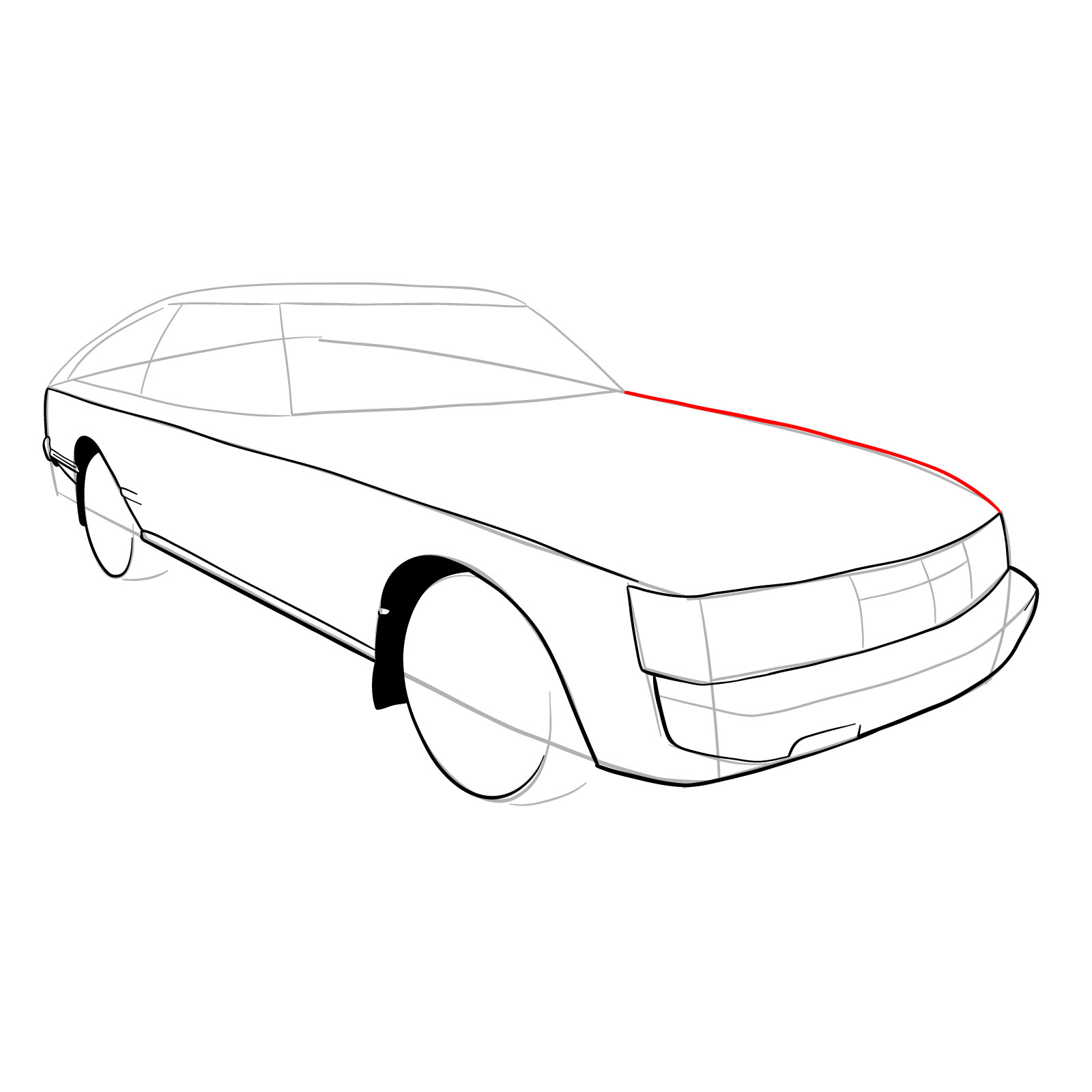 How to draw a 1979 Toyota Celica Supra Mk I Coupe - step 13