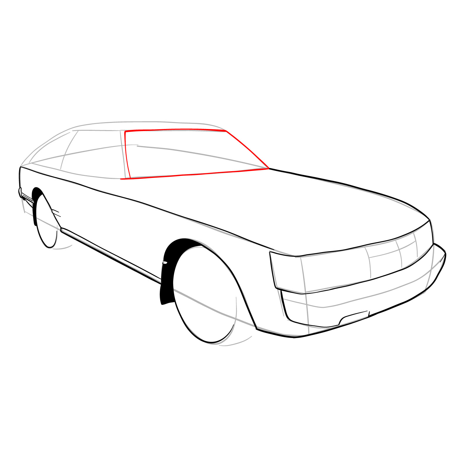 How to draw a 1979 Toyota Celica Supra Mk I Coupe - step 14