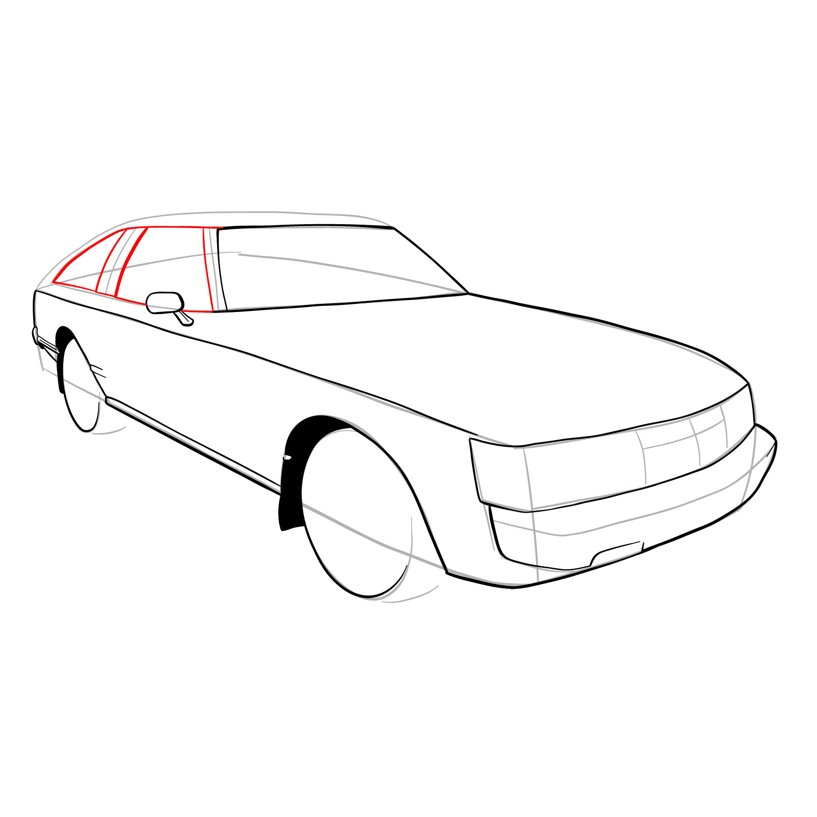 How to draw a 1979 Toyota Celica Supra Mk I Coupe - step 16