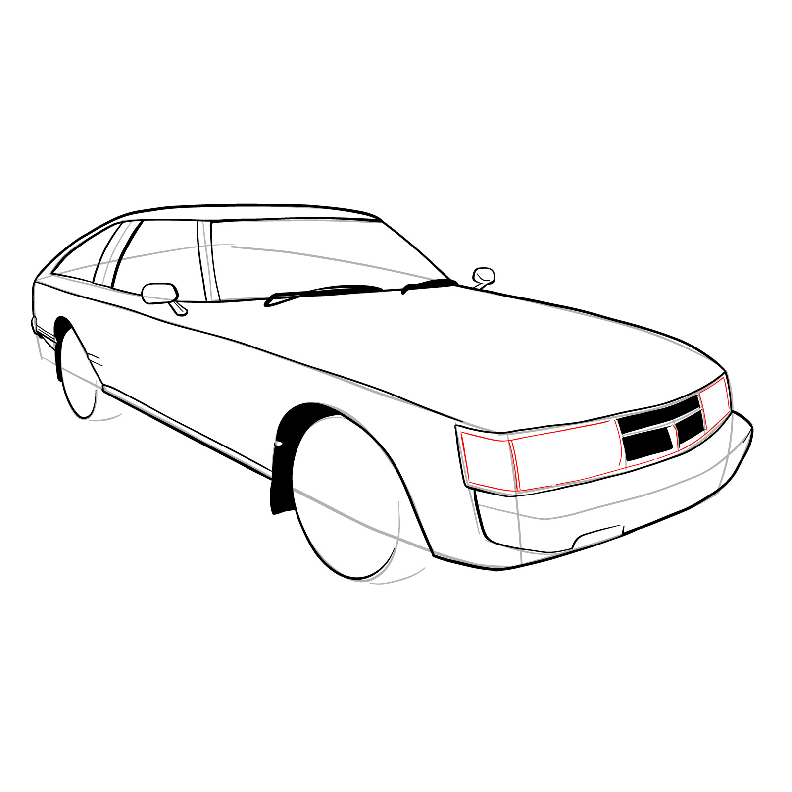 How to draw a 1979 Toyota Celica Supra Mk I Coupe - step 20