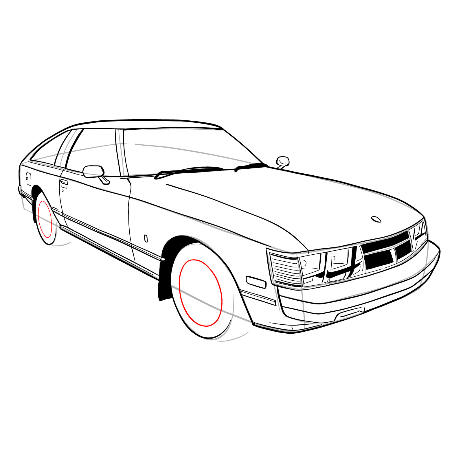 How to draw a 1979 Toyota Celica Supra Mk I Coupe - step 27