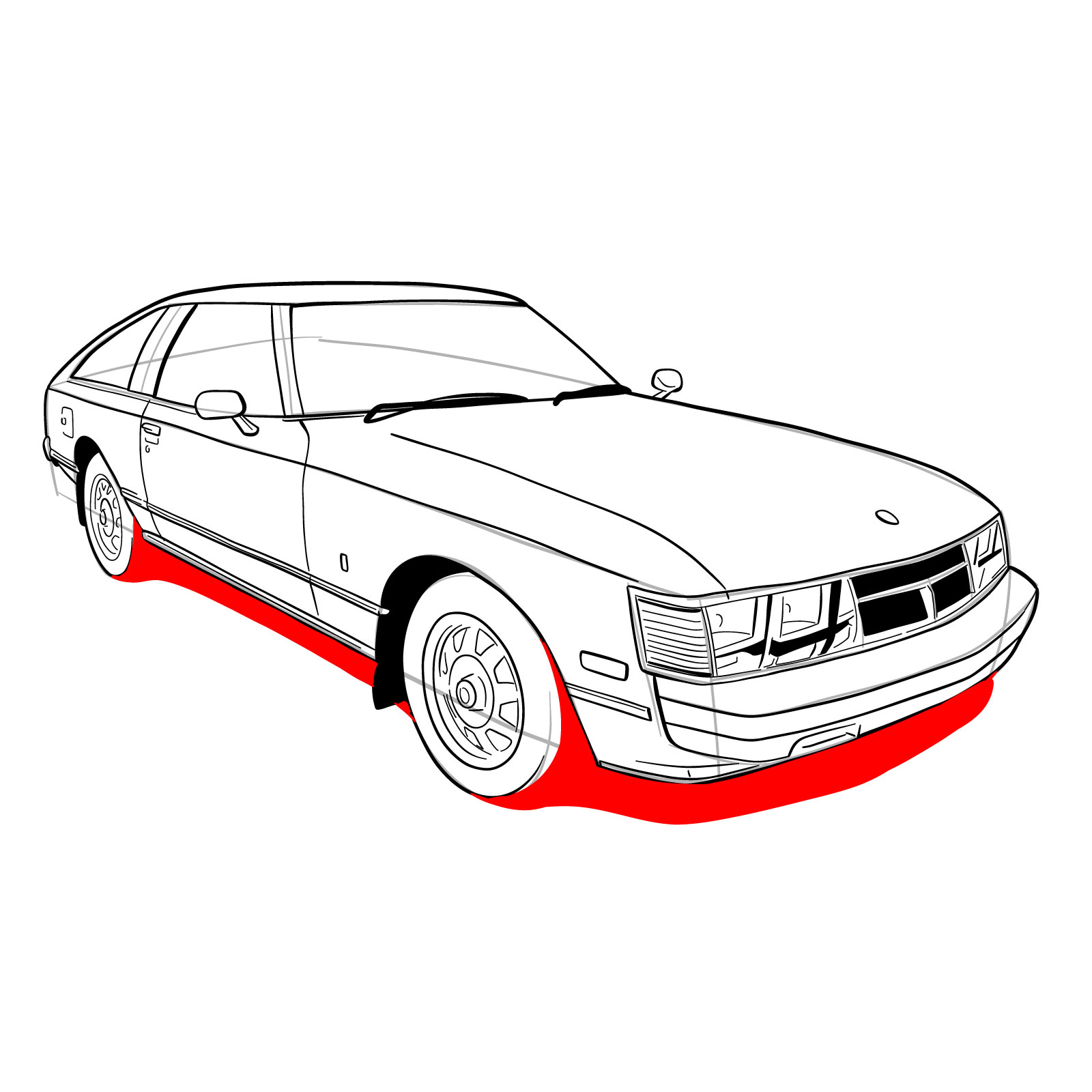 How to draw a 1979 Toyota Celica Supra Mk I Coupe - step 30