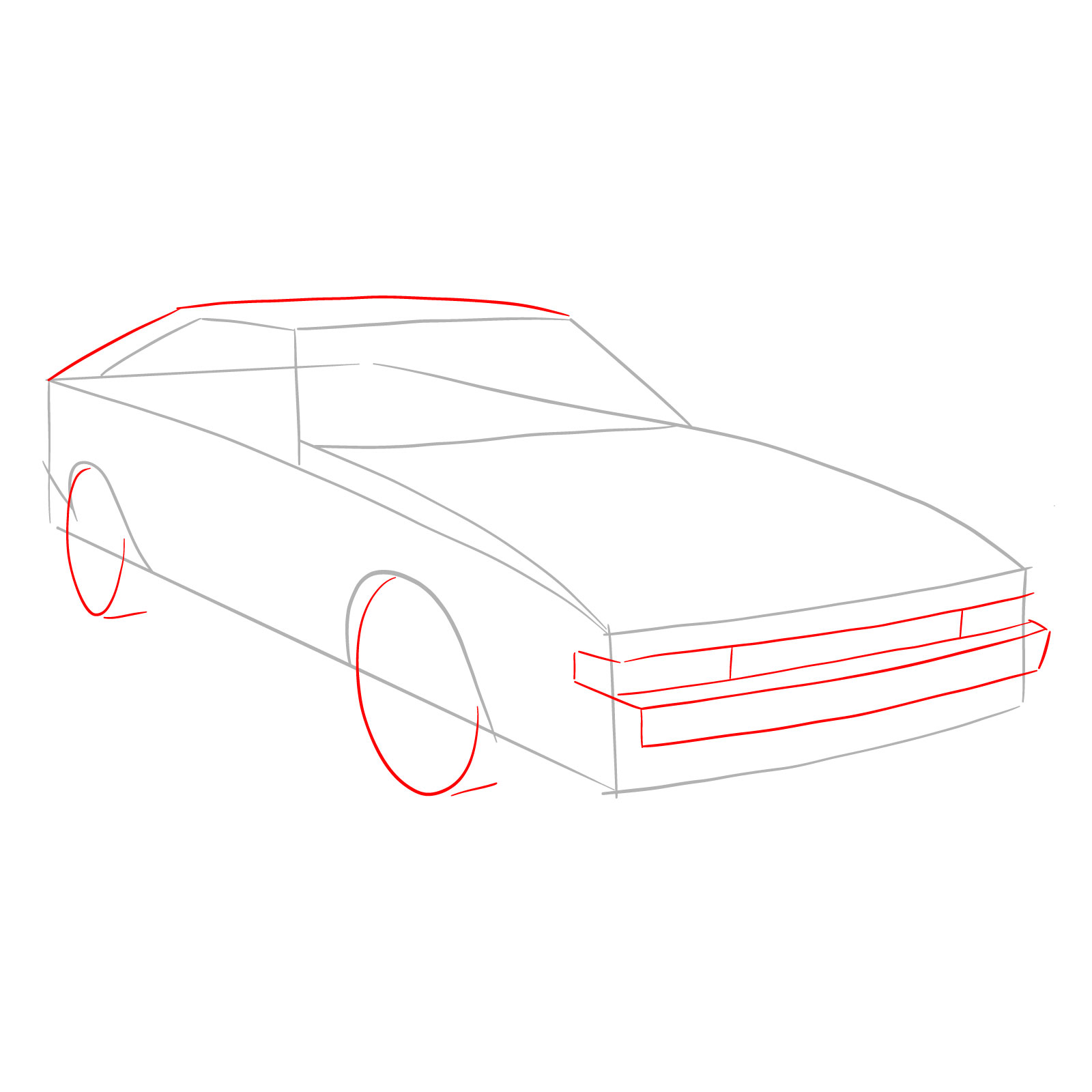 How to draw a 1985 Toyota Celica Supra P Type MK 2 - step 03