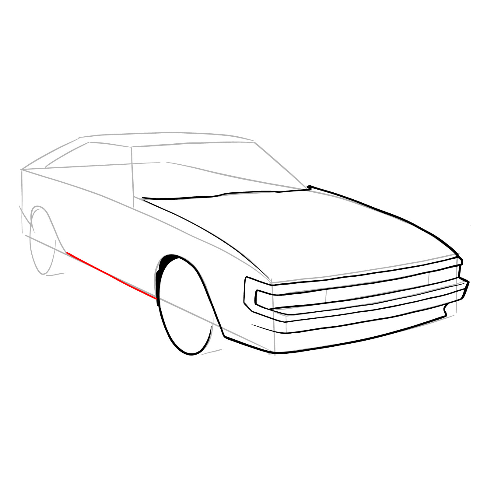 How to draw a 1985 Toyota Celica Supra P Type MK 2 - step 12