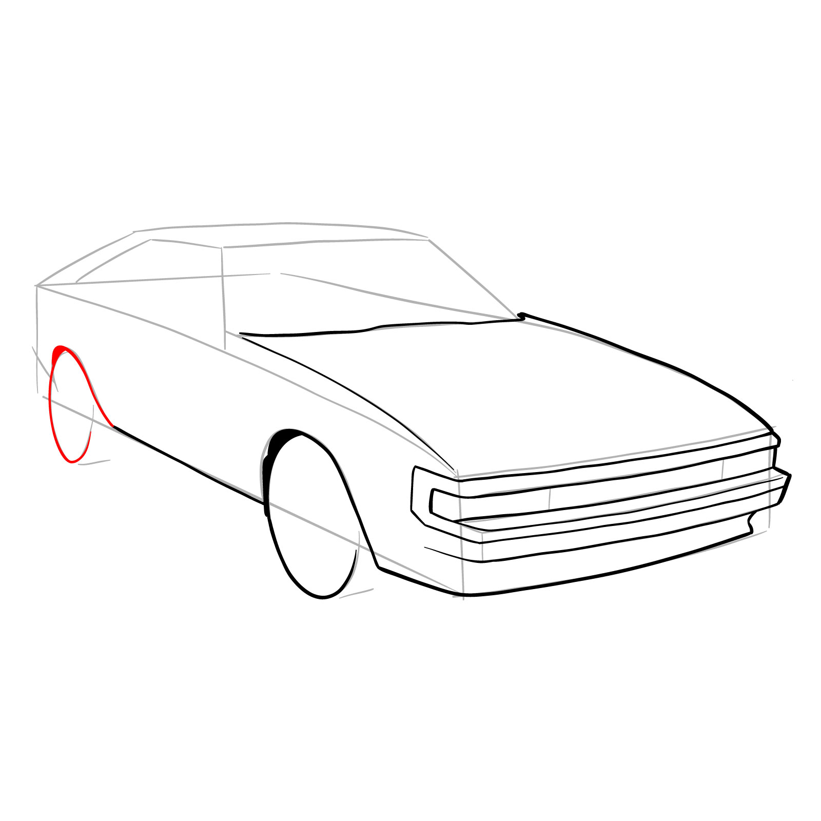 How to draw a 1985 Toyota Celica Supra P Type MK 2 - step 13