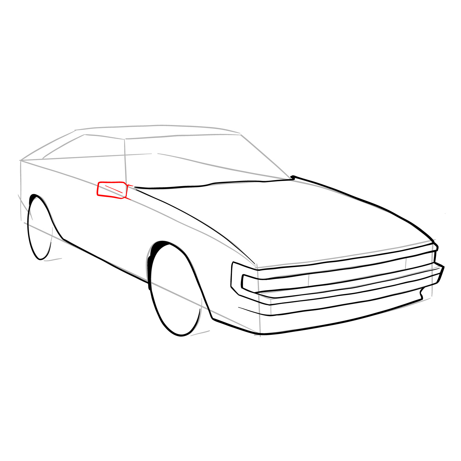 How to draw a 1985 Toyota Celica Supra P Type MK 2 - step 14