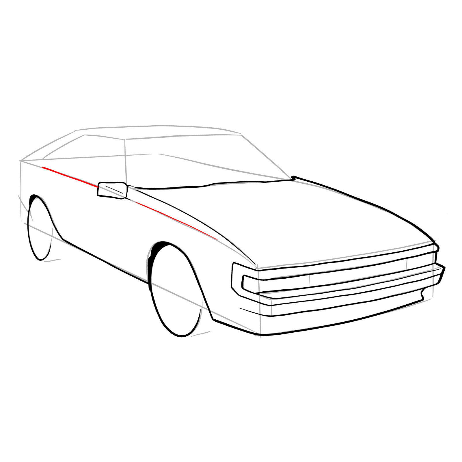 How to draw a 1985 Toyota Celica Supra P Type MK 2 - step 15
