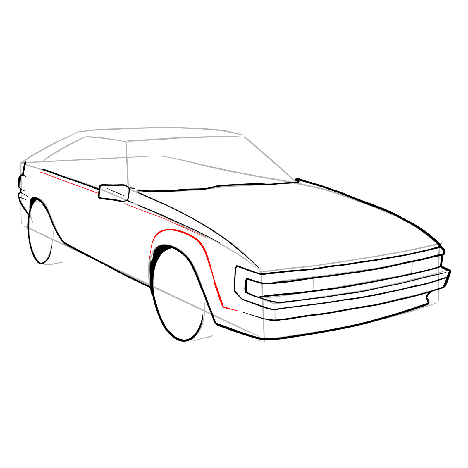 How to draw a 1985 Toyota Celica Supra P Type MK 2 - step 17