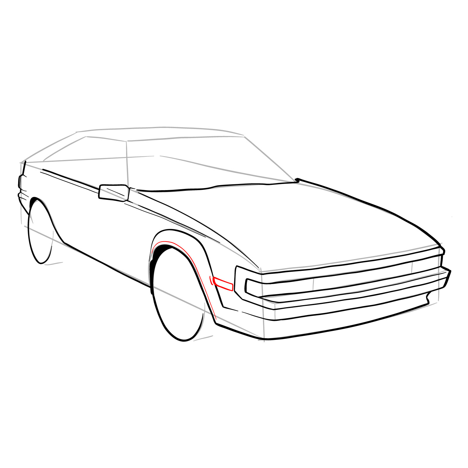 How to draw a 1985 Toyota Celica Supra P Type MK 2 - step 18