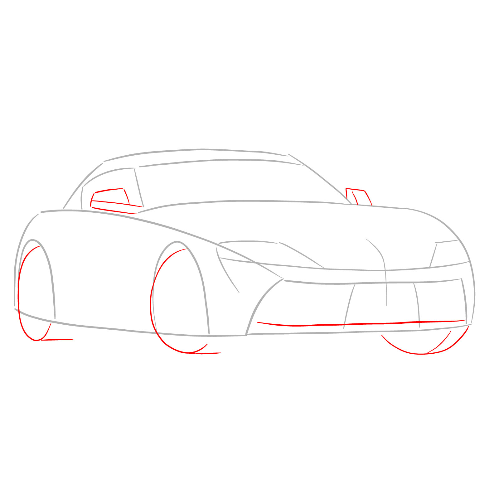 How to draw a 2020 Toyota GR Supra A90 MK 5 - step 03