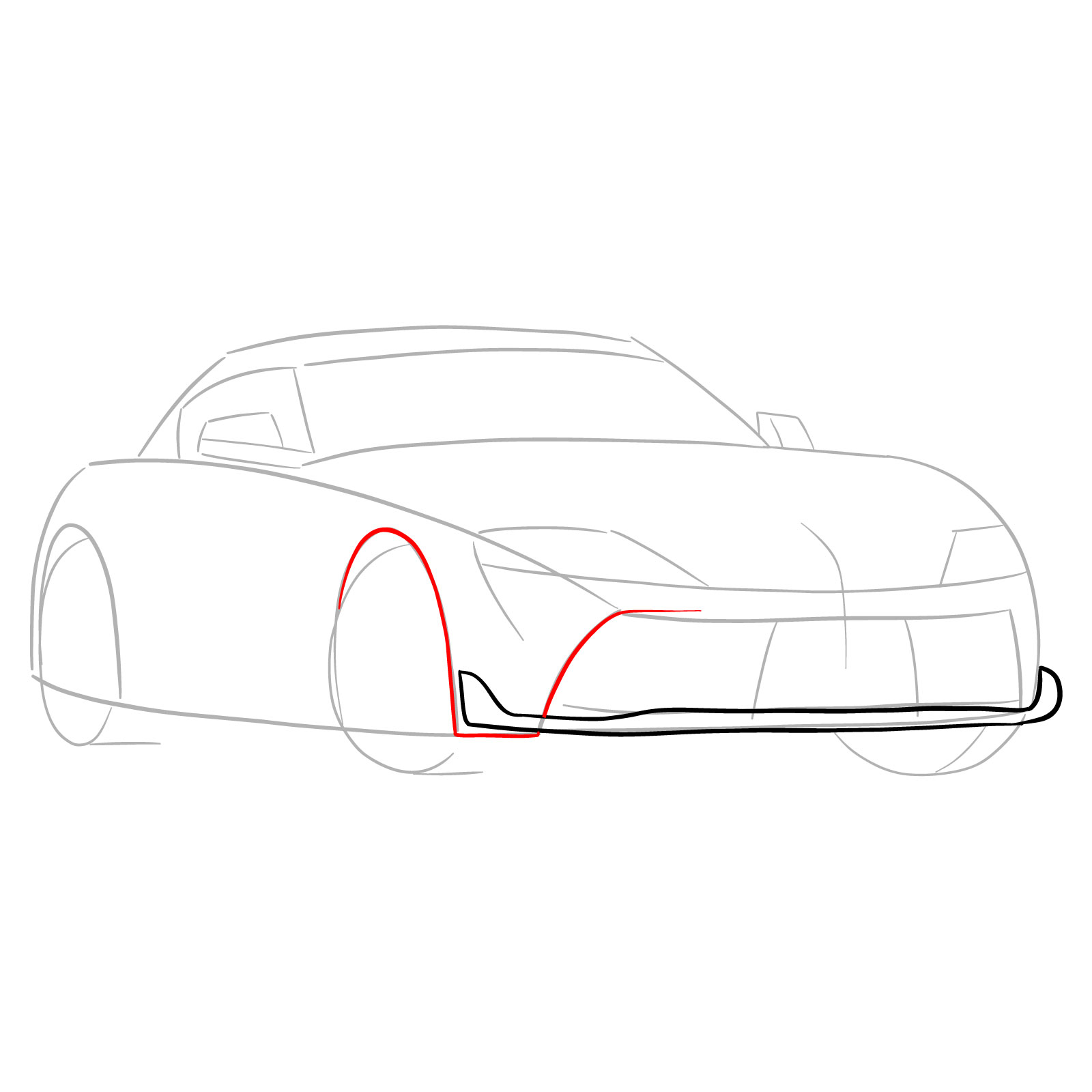 How to draw a 2020 Toyota GR Supra A90 MK 5 - step 05