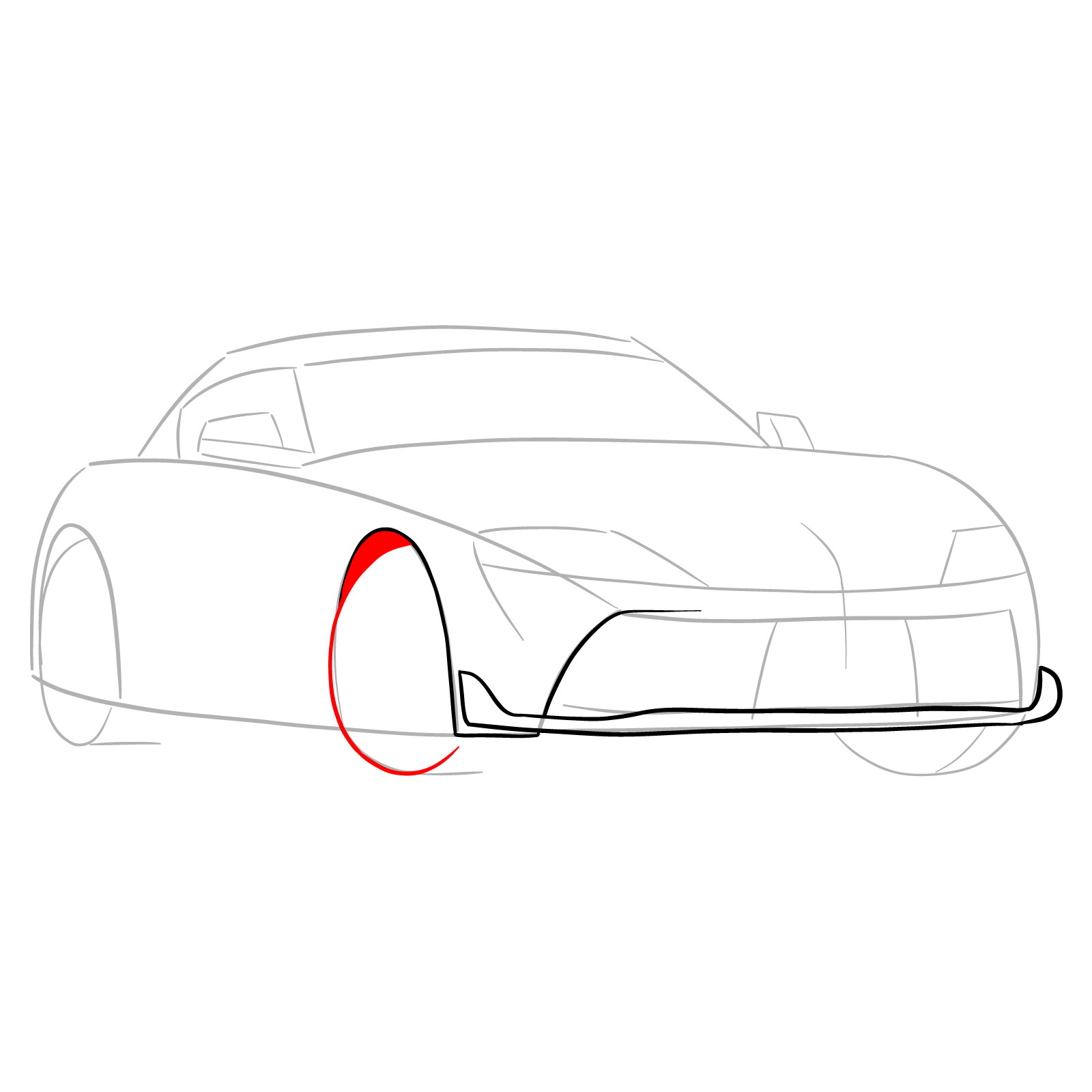How to draw a 2020 Toyota GR Supra A90 MK 5 - step 06