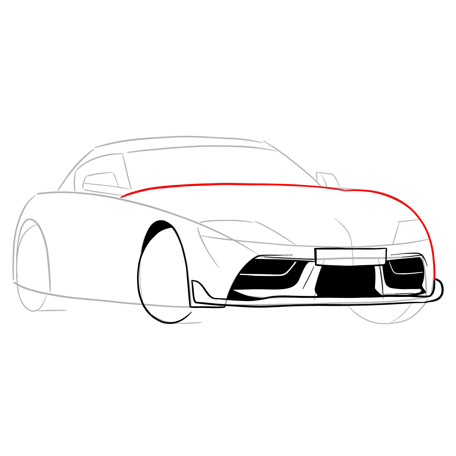 How to draw a 2020 Toyota GR Supra A90 MK 5 - step 10