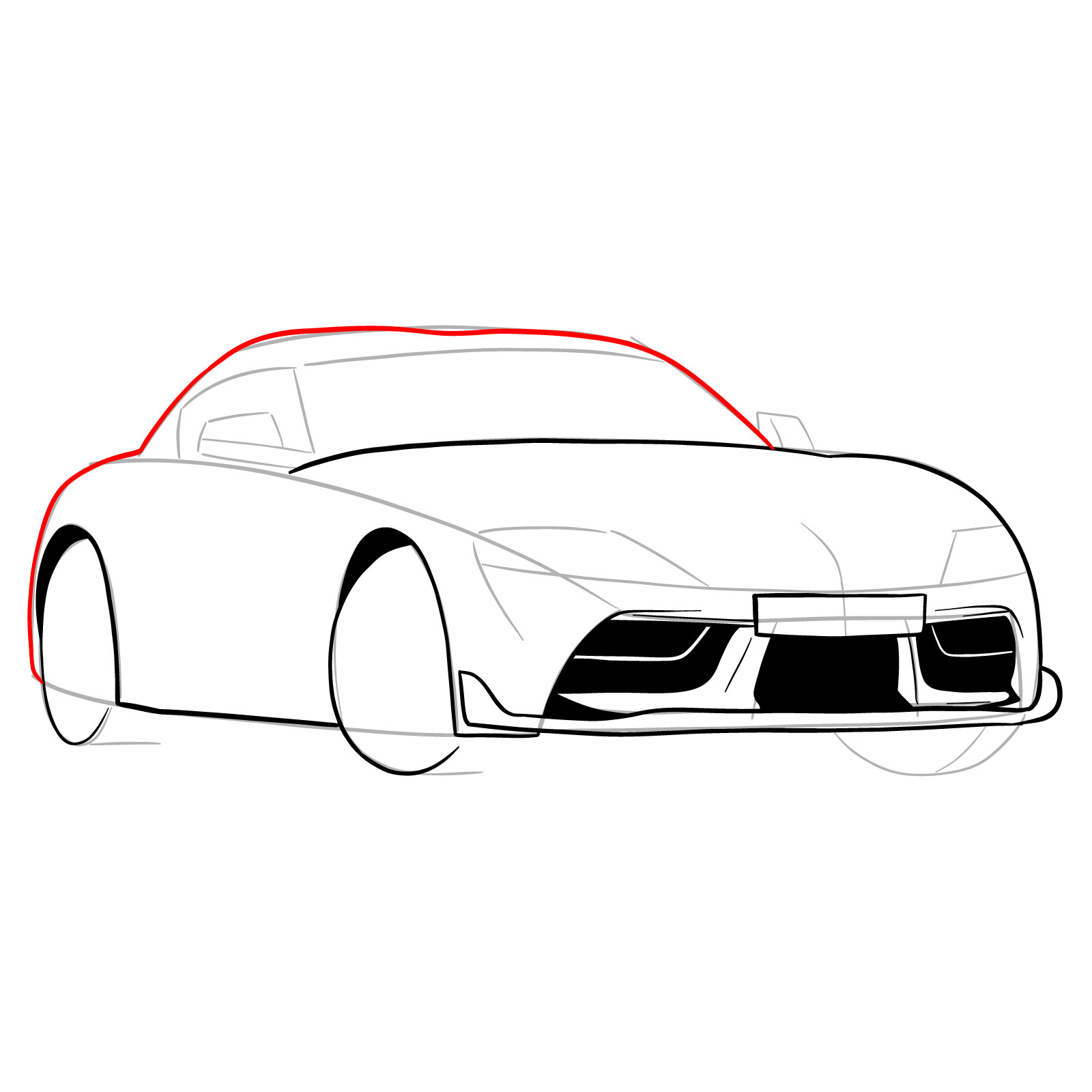 How to draw a 2020 Toyota GR Supra A90 MK 5 - step 13