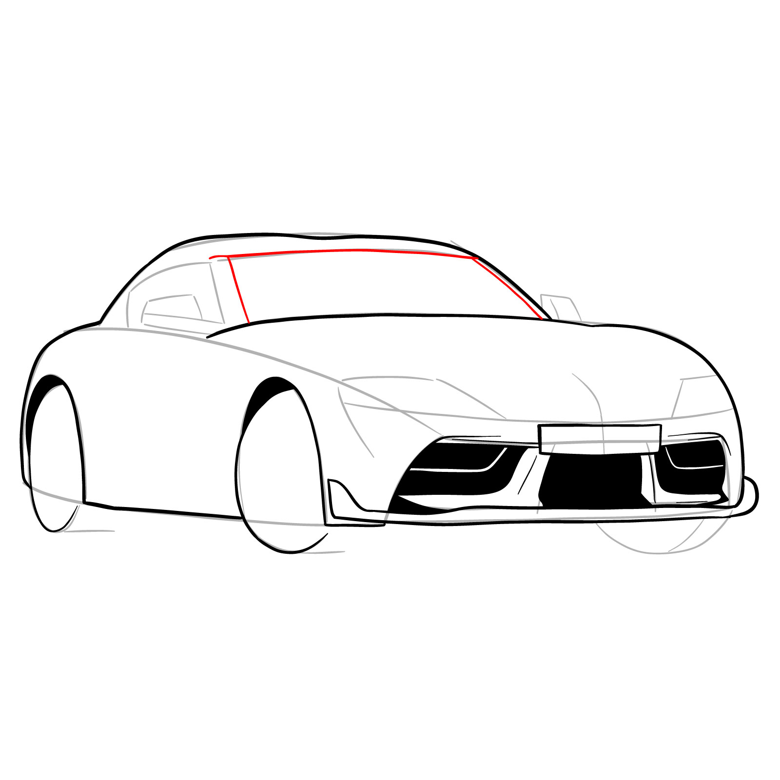 How to draw a 2020 Toyota GR Supra A90 MK 5 - step 14