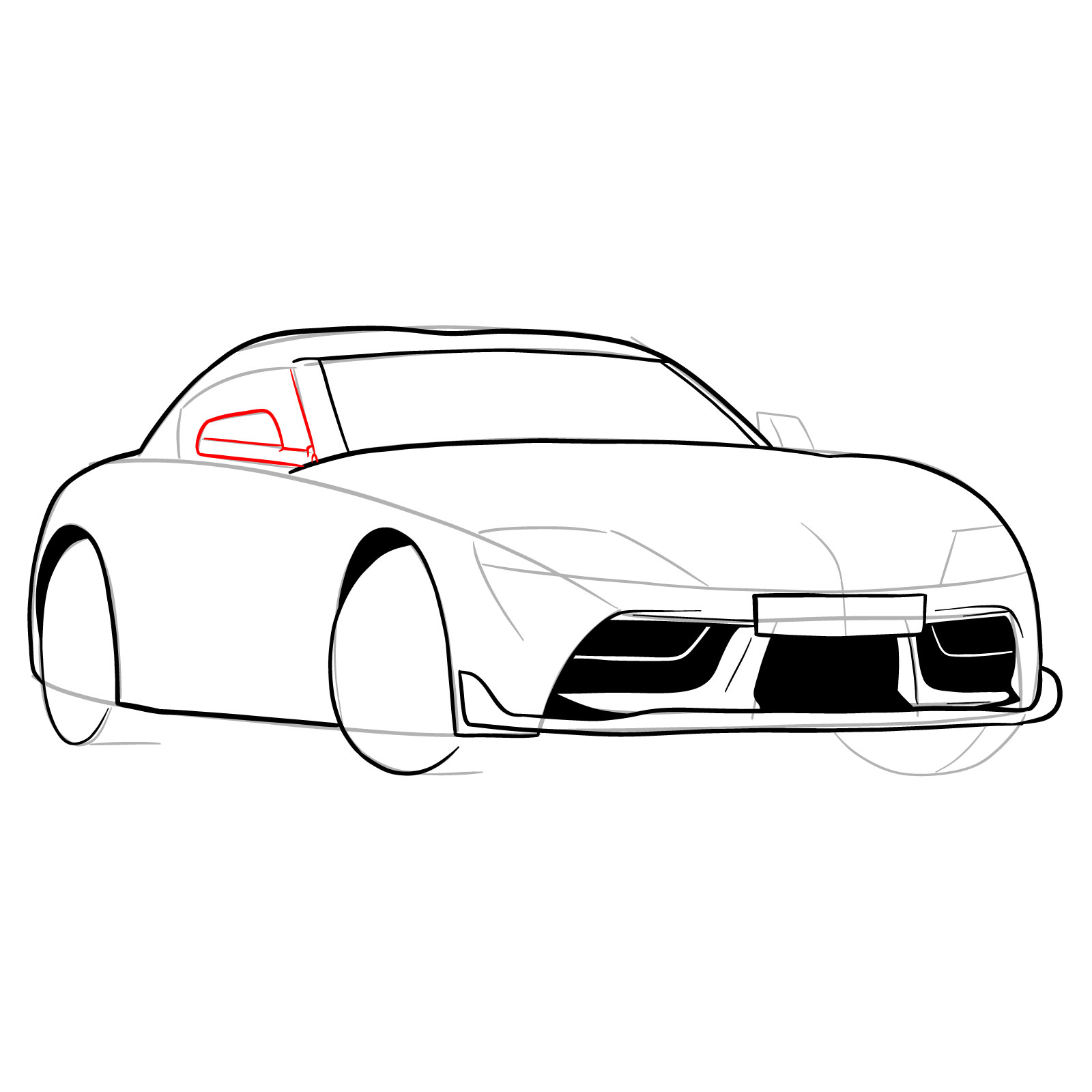 How to draw a 2020 Toyota GR Supra A90 MK 5 - step 15