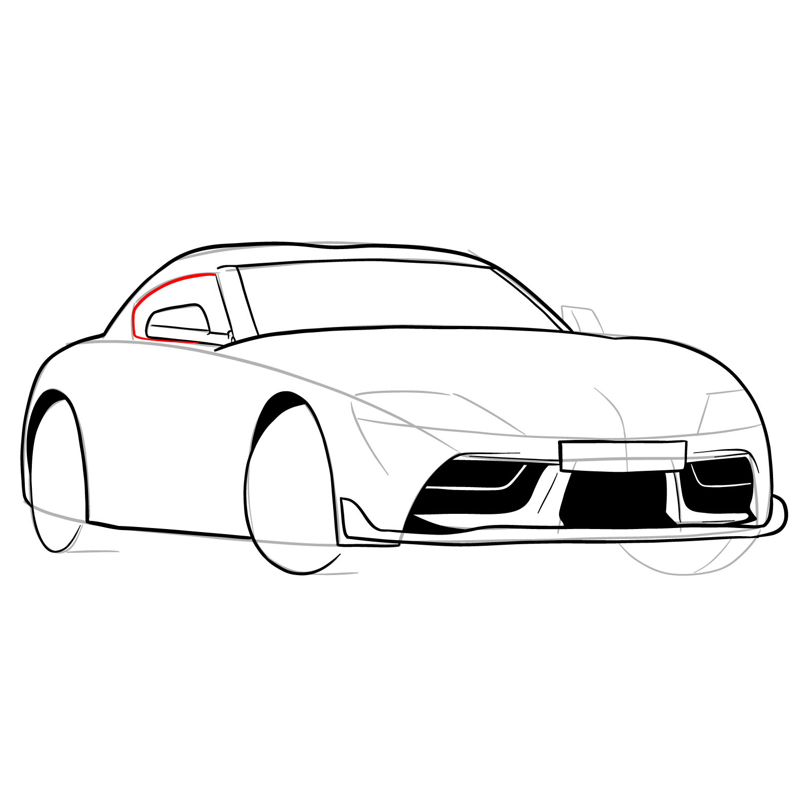 How to draw a 2020 Toyota GR Supra A90 MK 5 - step 16