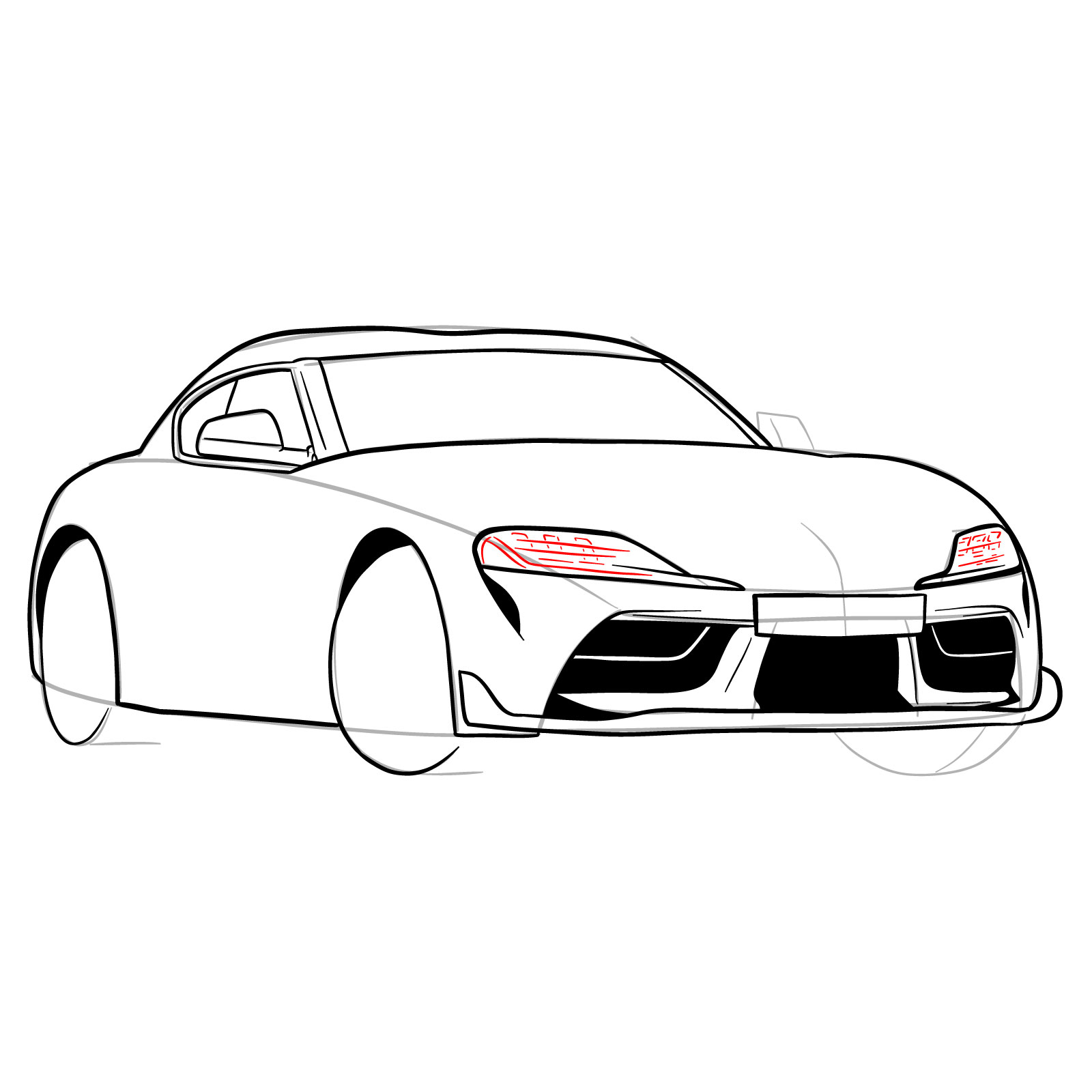 How to draw a 2020 Toyota GR Supra A90 MK 5 - step 19