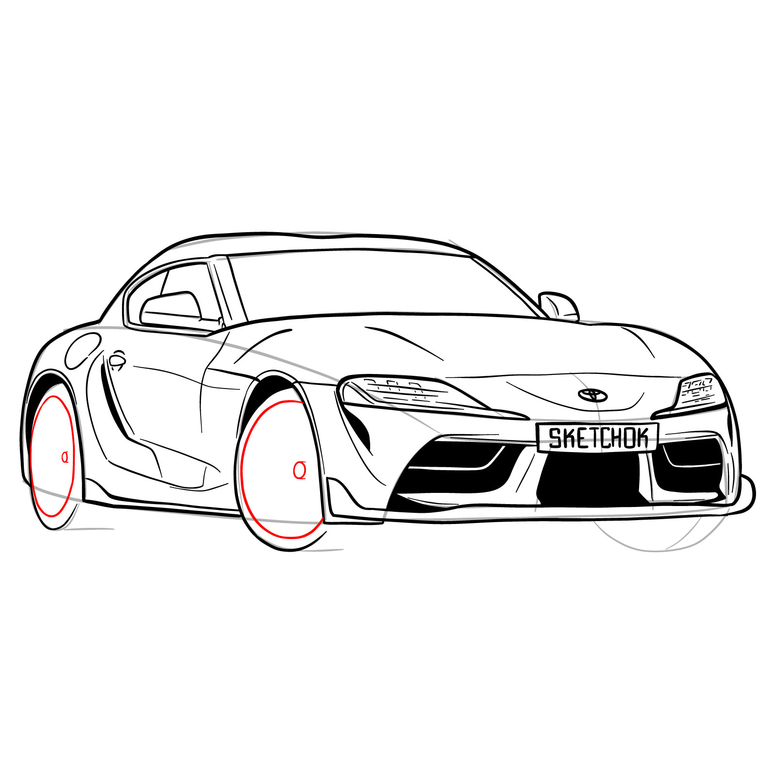 How to draw a 2020 Toyota GR Supra A90 MK 5 - step 25