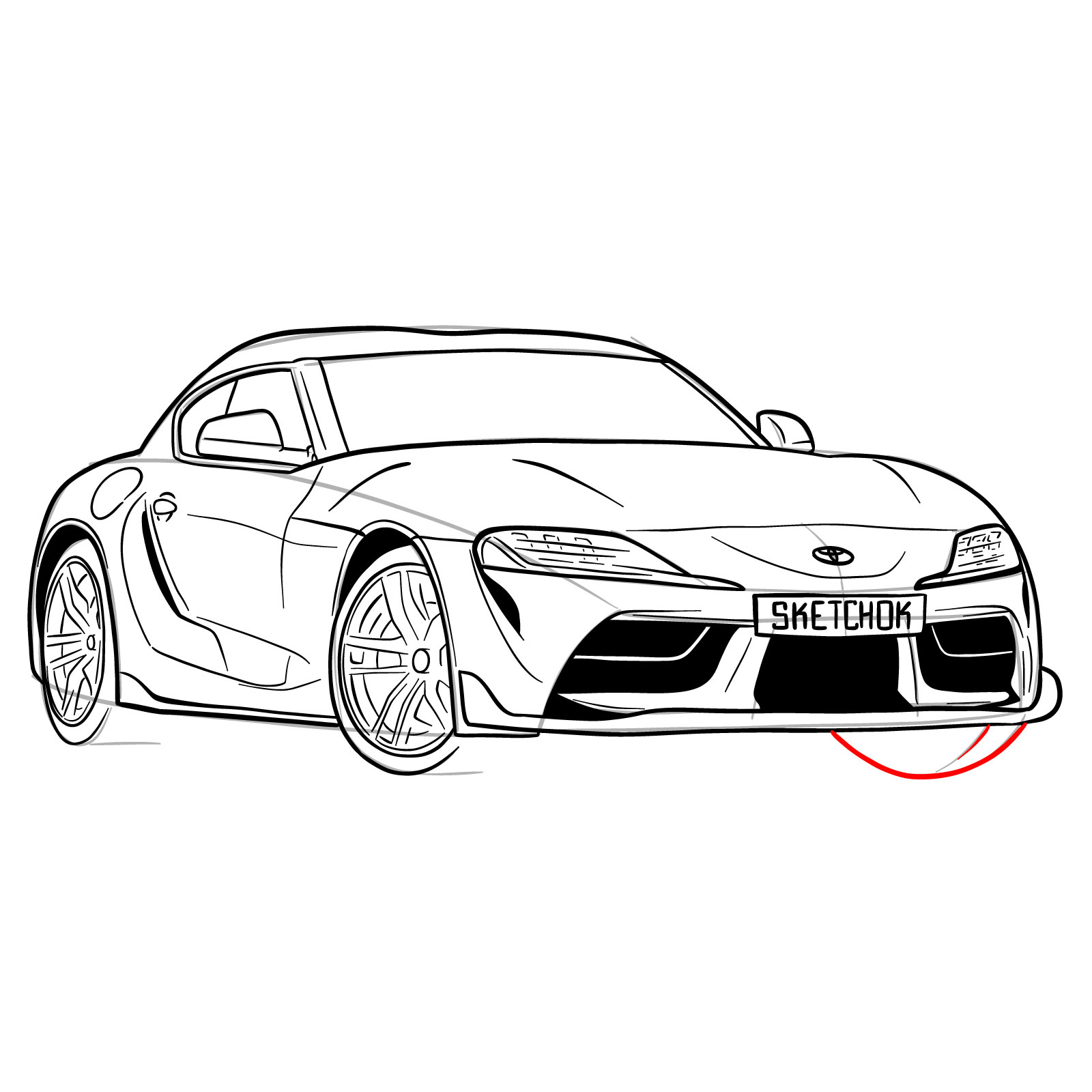 How to draw a 2020 Toyota GR Supra A90 MK 5 - step 28
