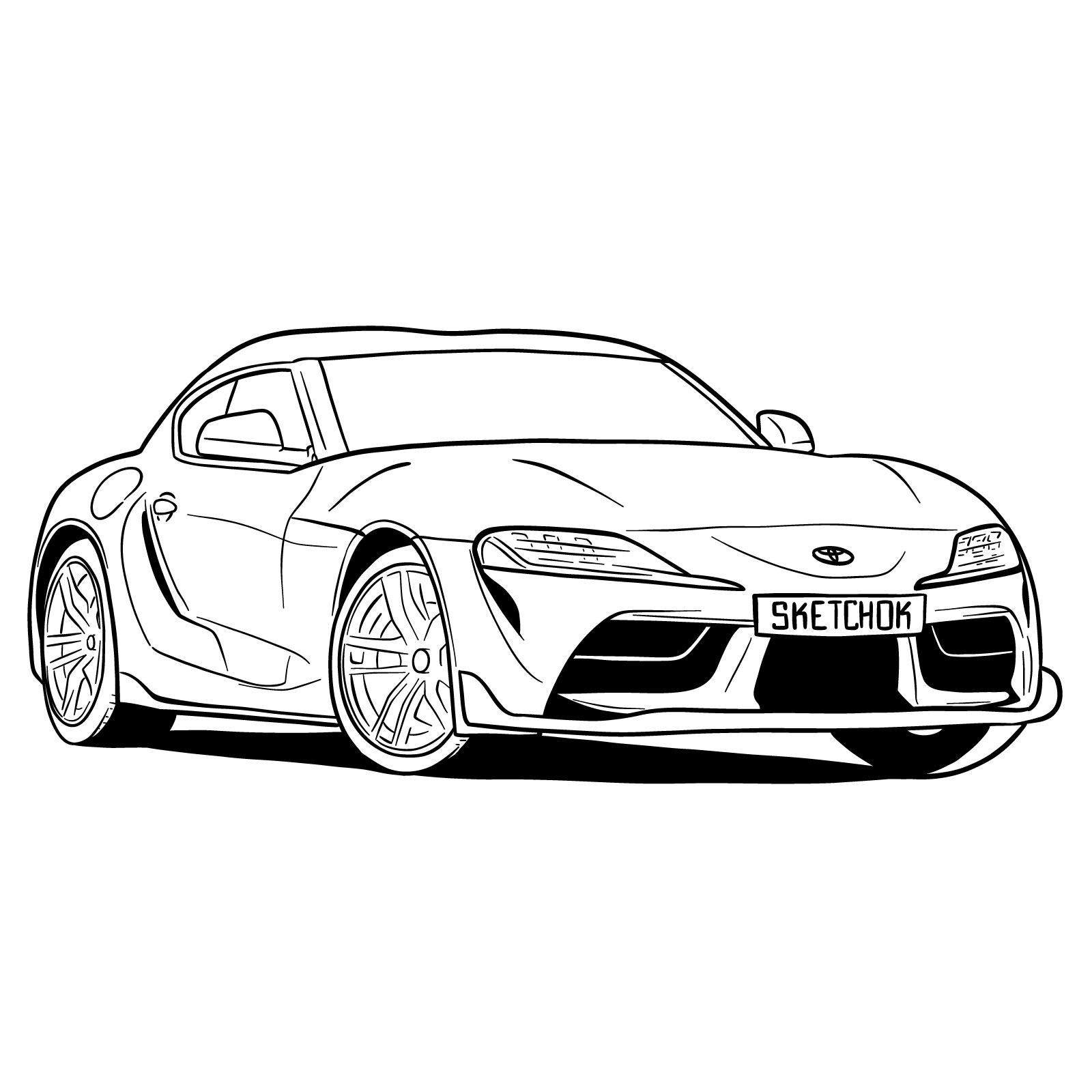 How to draw a 2020 Toyota GR Supra A90 MK 5 SketchOk