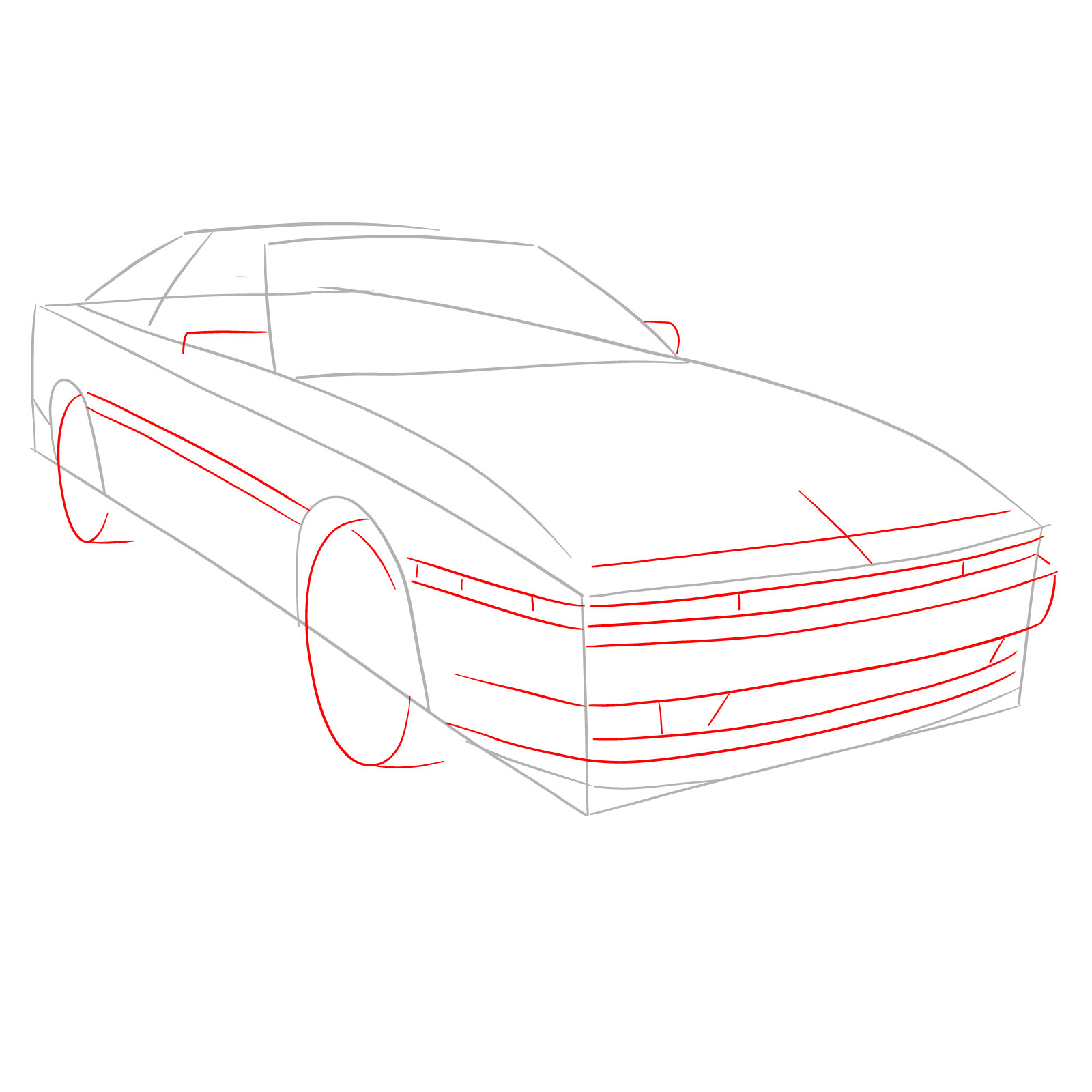 How to draw a 1988 Toyota Supra Turbo MK 3 - step 03
