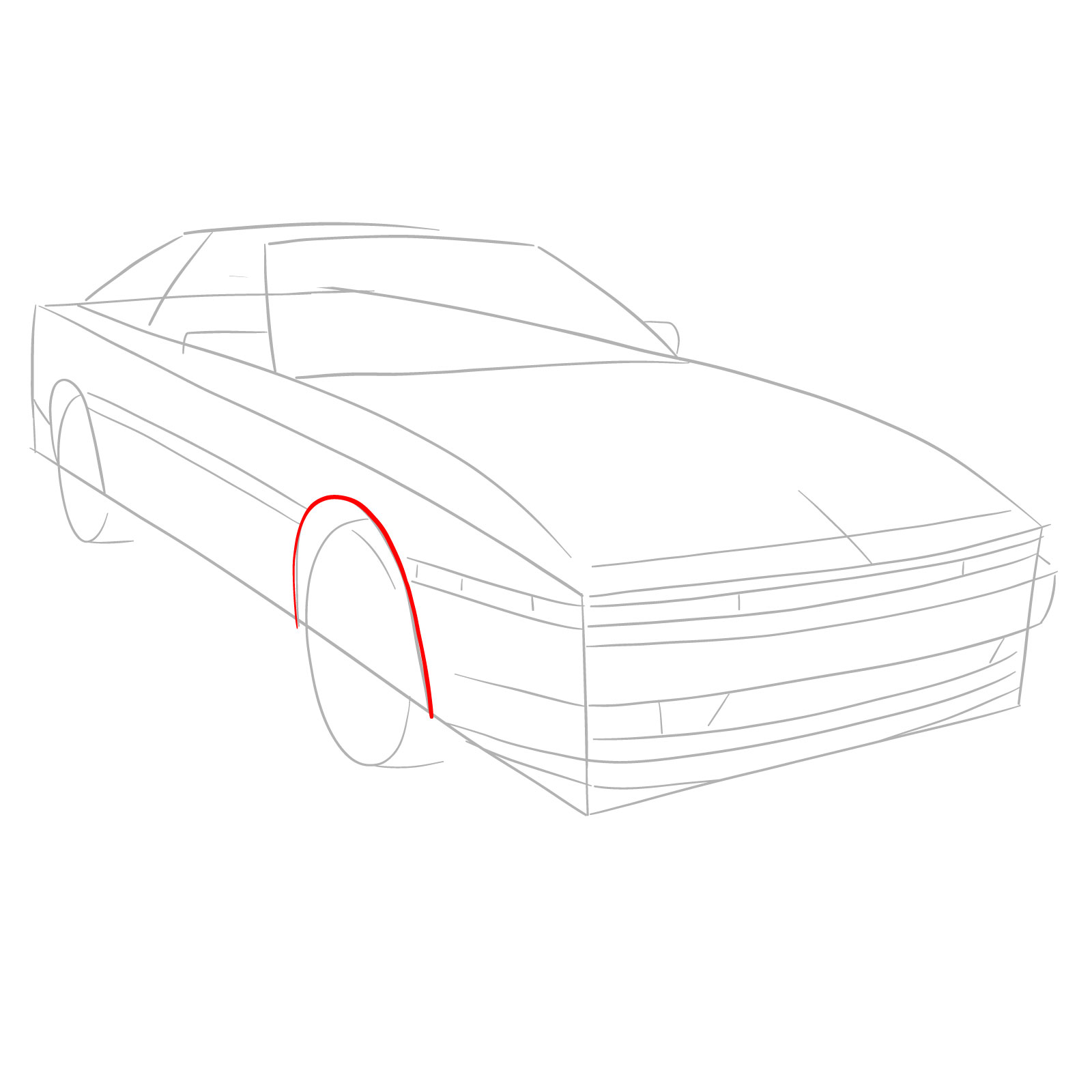 How to draw a 1988 Toyota Supra Turbo MK 3 - step 04