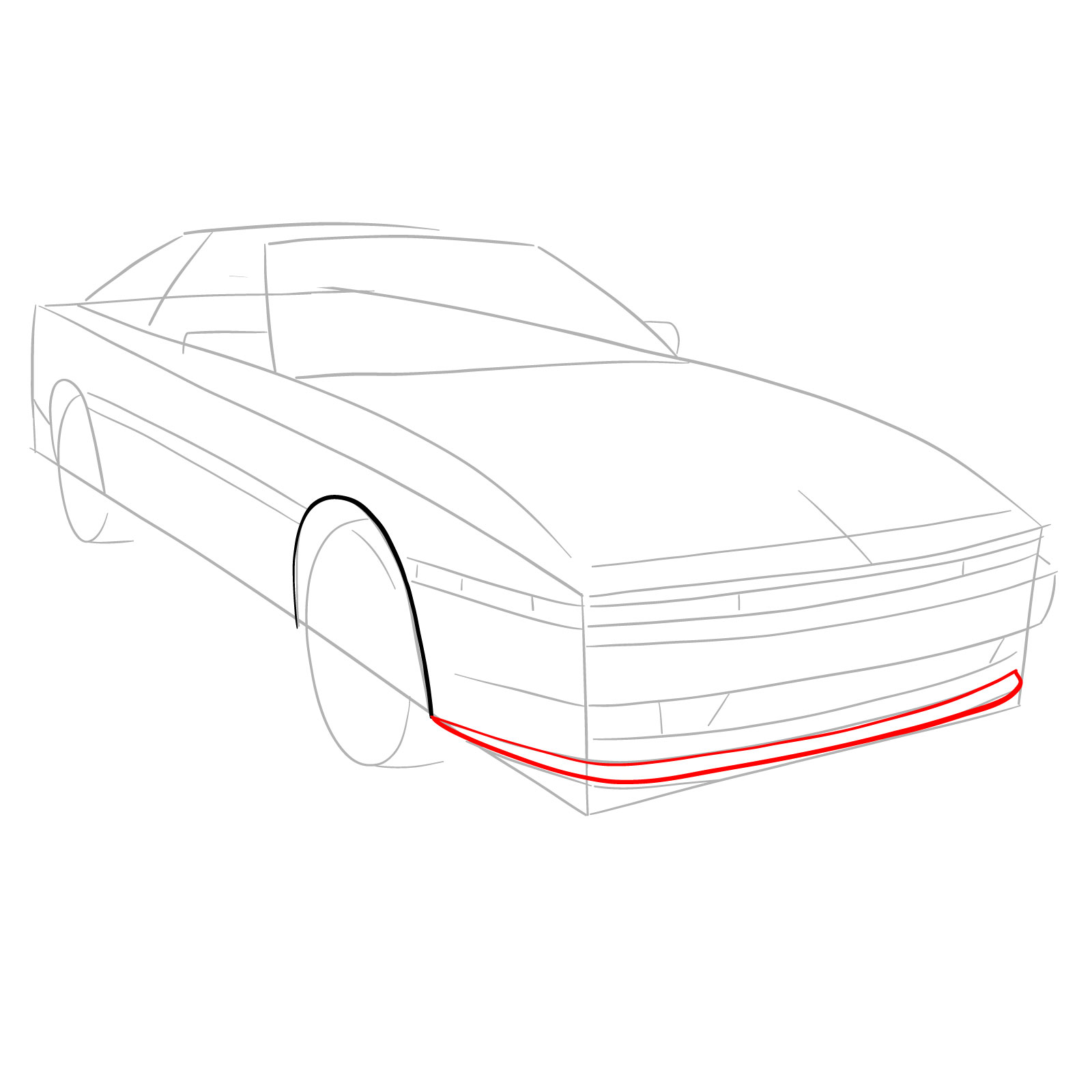 How to draw a 1988 Toyota Supra Turbo MK 3 - step 05