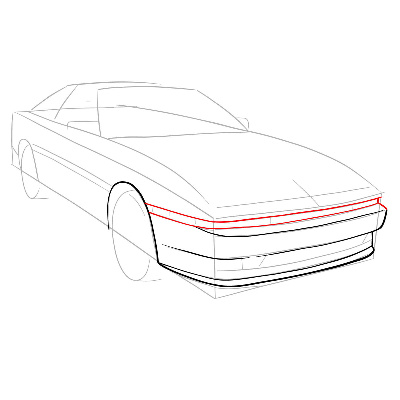 How to draw a 1988 Toyota Supra Turbo MK 3 - step 07
