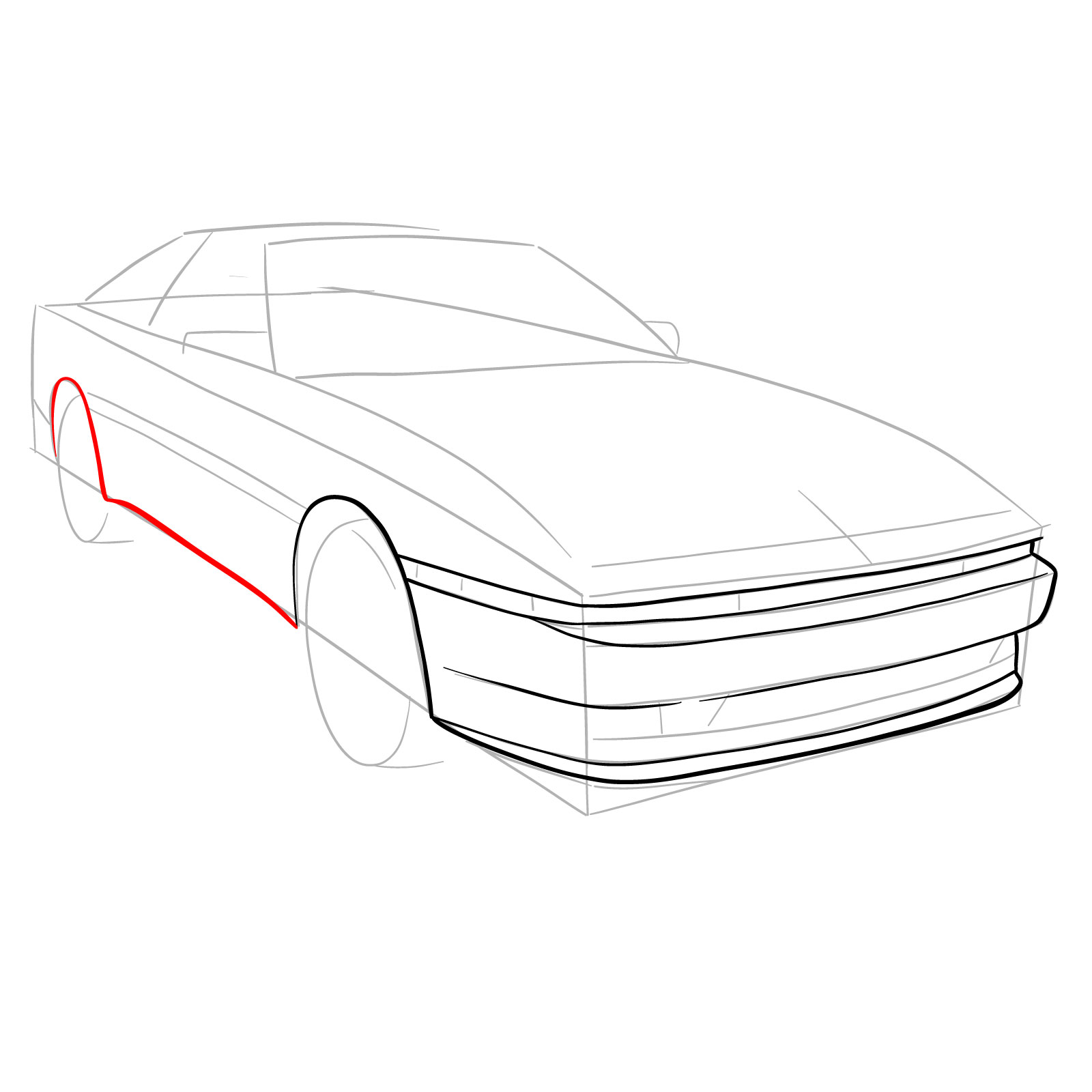 How to draw a 1988 Toyota Supra Turbo MK 3 - step 08
