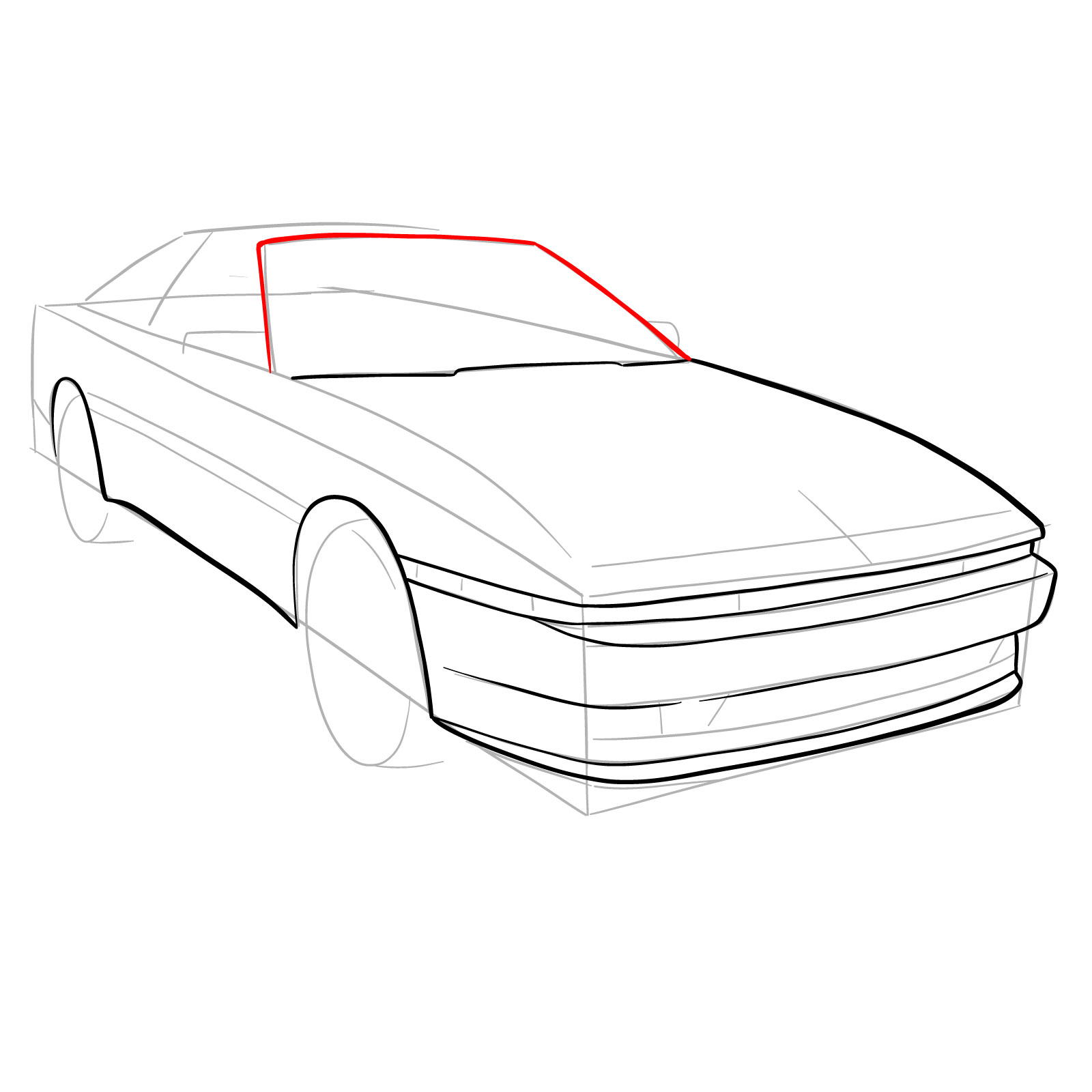 How to draw a 1988 Toyota Supra Turbo MK 3 - step 10
