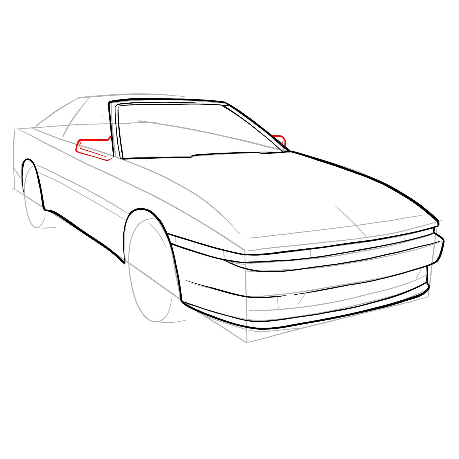 How to draw a 1988 Toyota Supra Turbo MK 3 - step 12