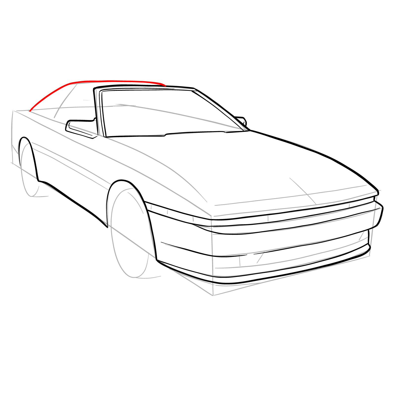 How to draw a 1988 Toyota Supra Turbo MK 3 - step 13