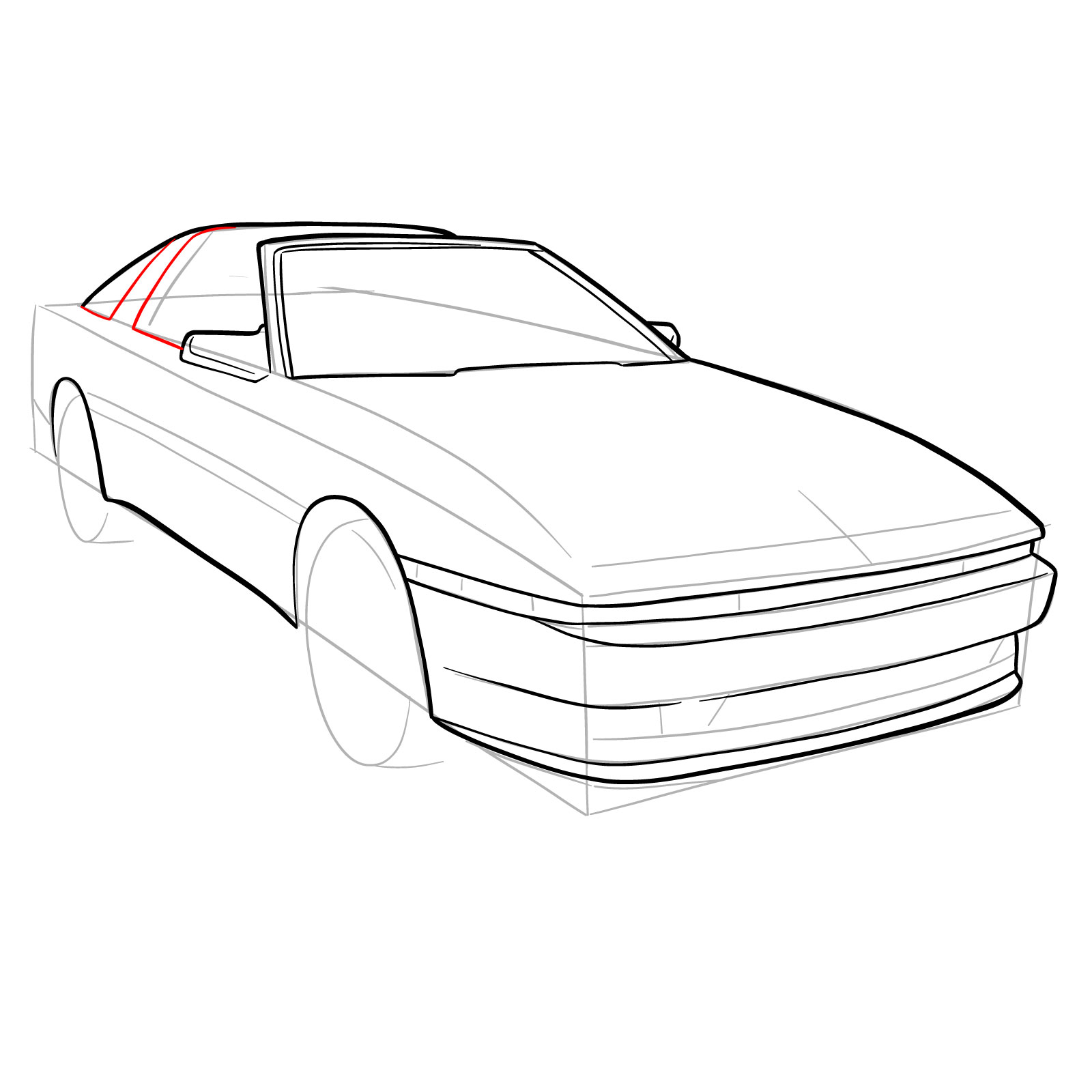 How to draw a 1988 Toyota Supra Turbo MK 3 - step 14