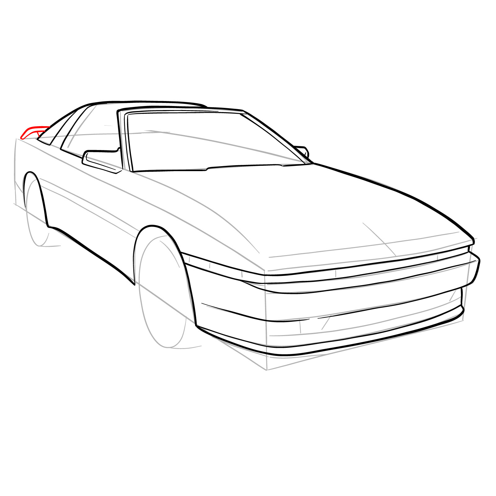 How to draw a 1988 Toyota Supra Turbo MK 3 - step 15