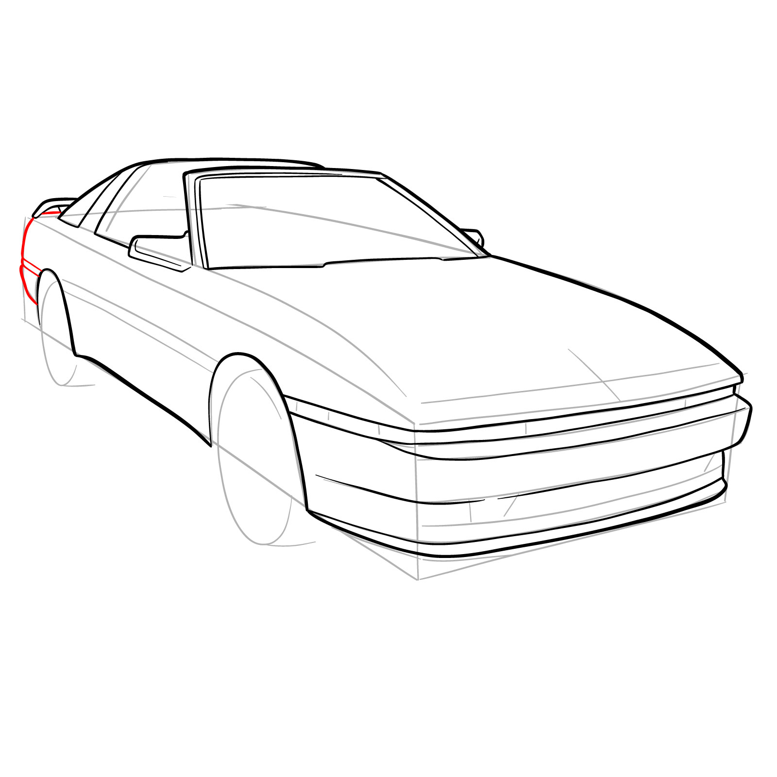 How to draw a 1988 Toyota Supra Turbo MK 3 - step 16