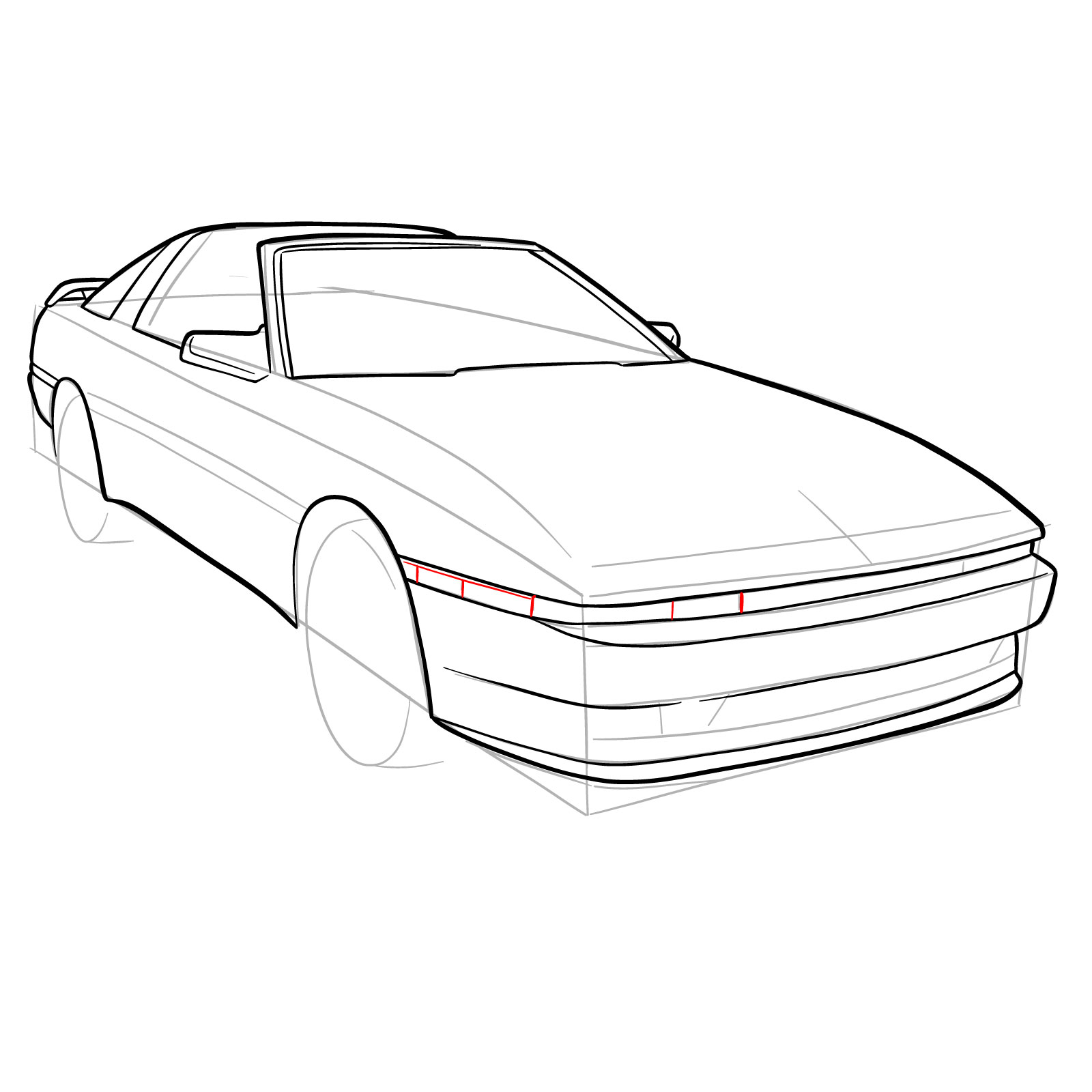 How to draw a 1988 Toyota Supra Turbo MK 3 - step 17